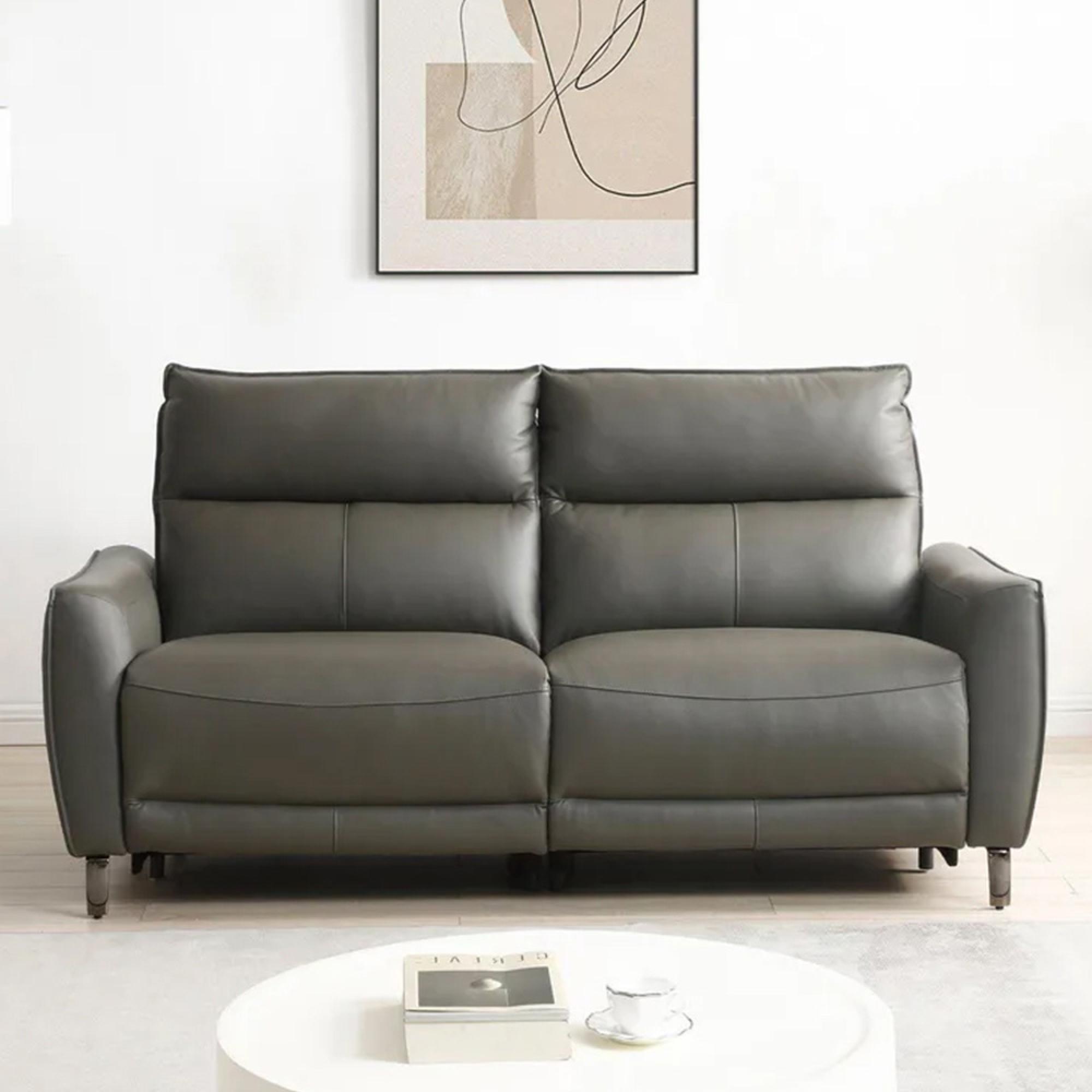 Brooke Electric Recliner Sofa - Grey Leather - 3 Seater