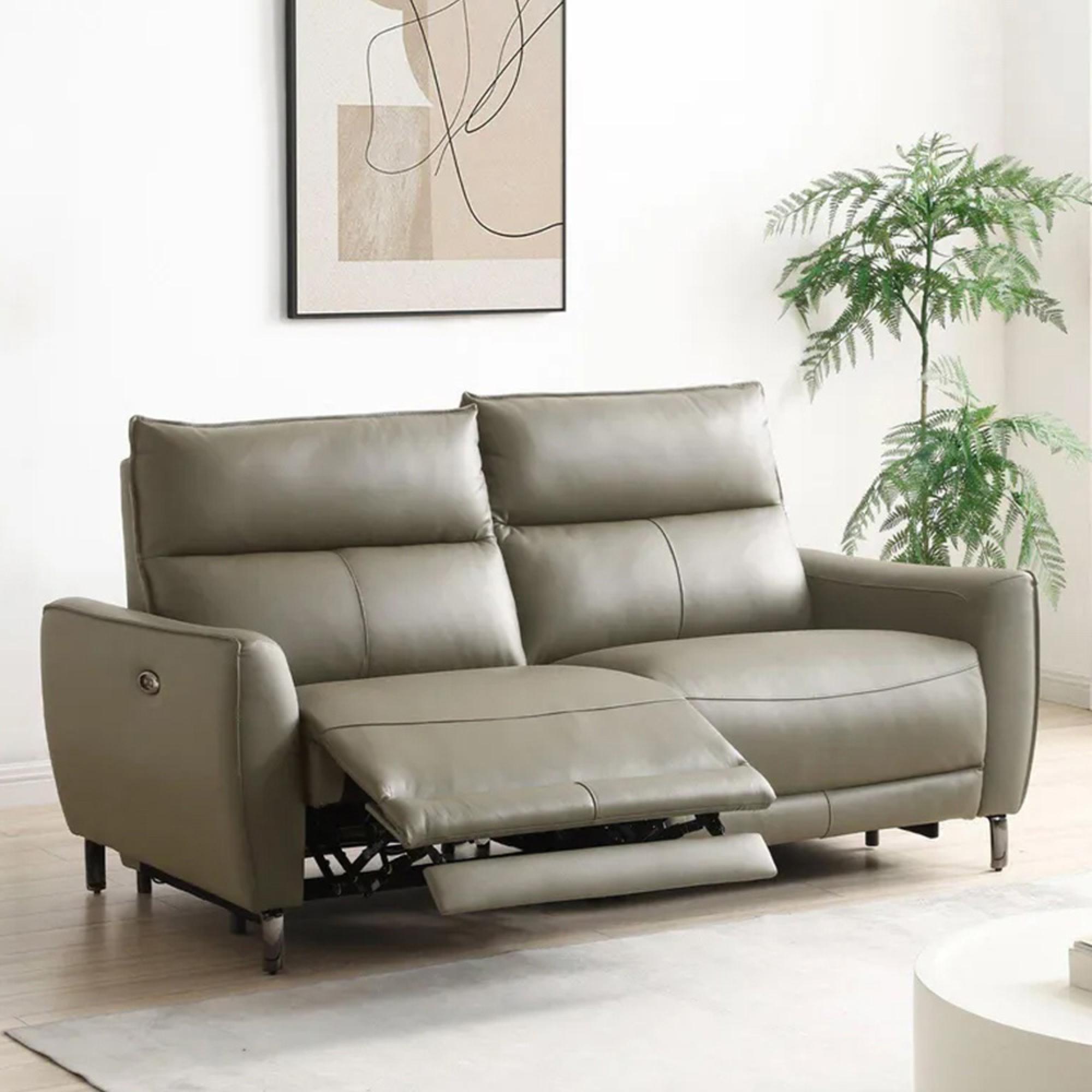 Brooke Electric Recliner Sofa - Taupe Leather - 3 Seater