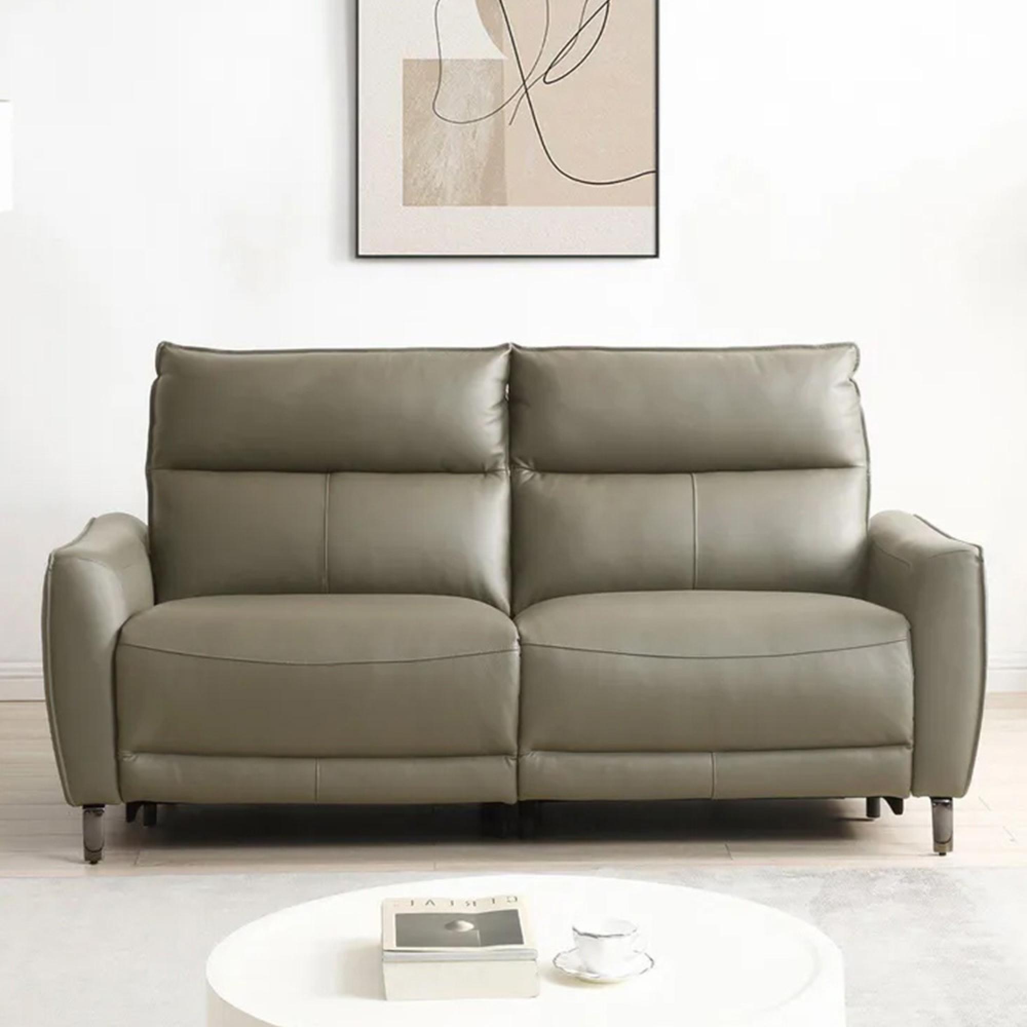 Brooke Electric Recliner Sofa - Taupe Leather - 3 Seater