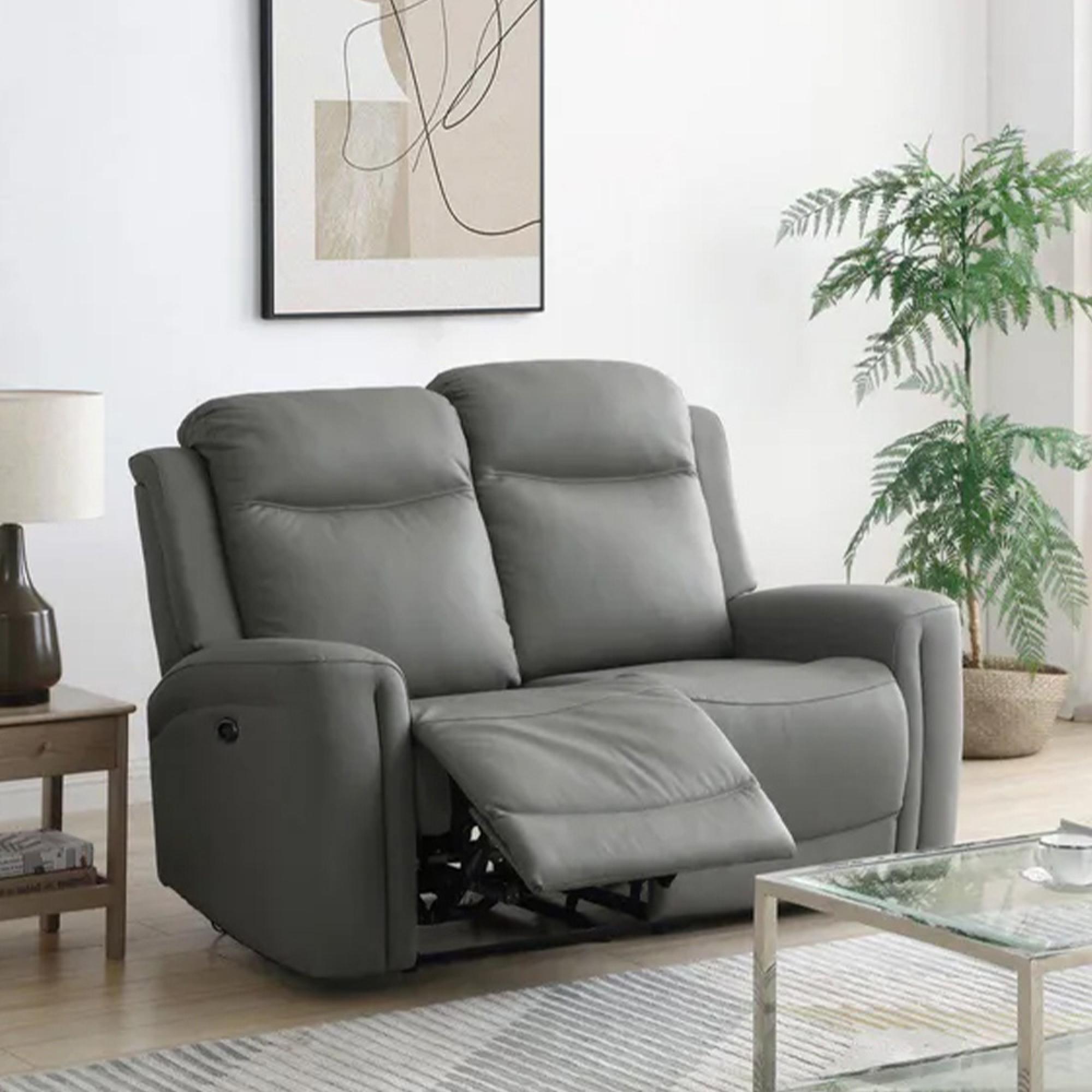 Henley Electric Recliner Sofa - Grey Leather - 2 Seater