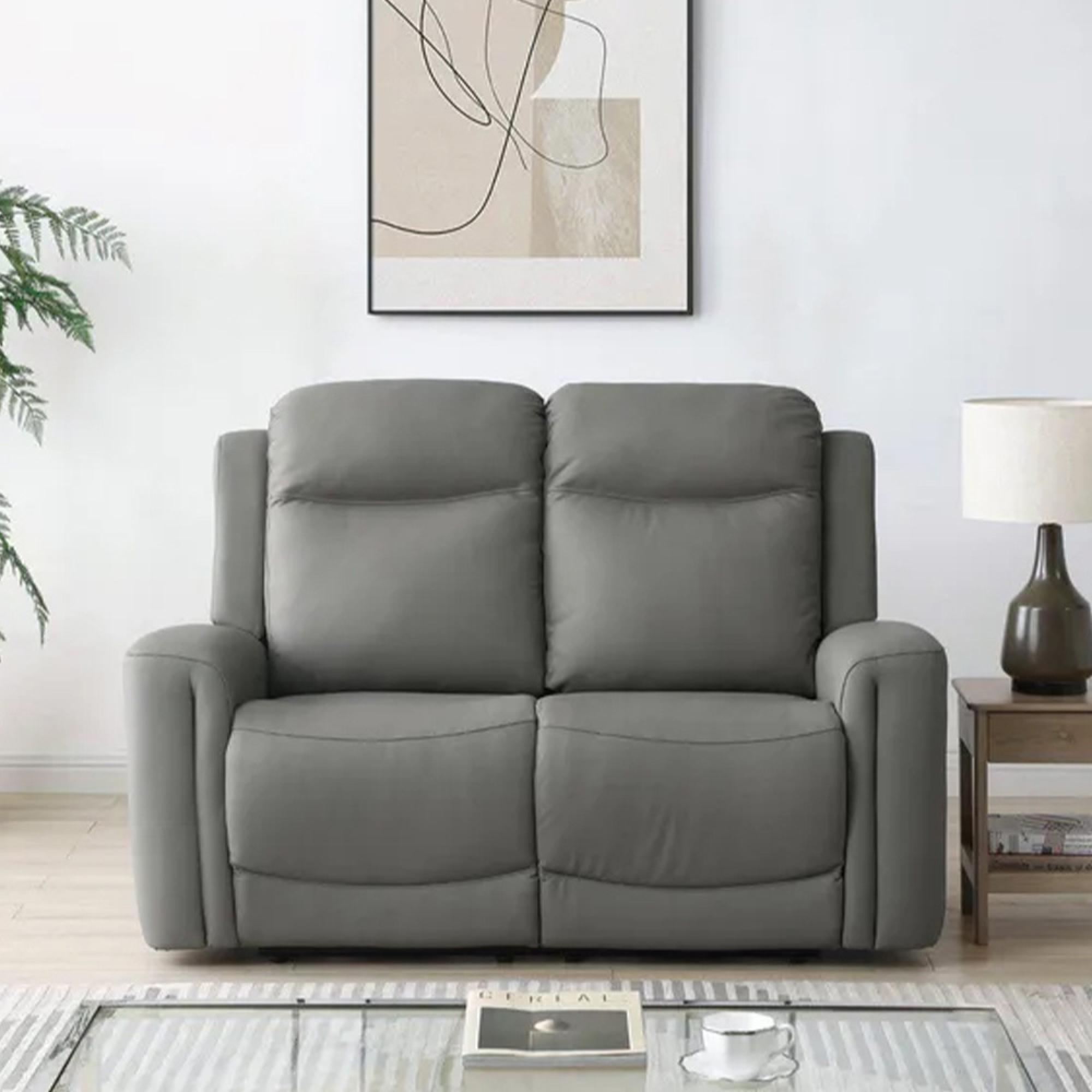 Henley Electric Recliner Sofa - Grey Leather - 2 Seater