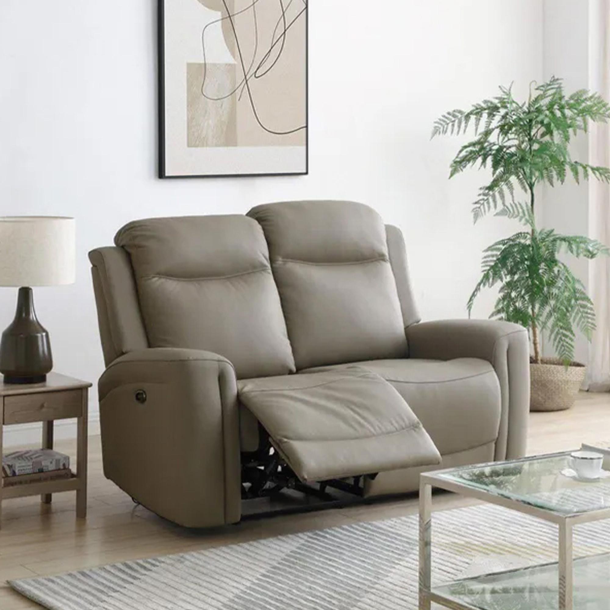 Henley Electric Recliner Sofa - Taupe Leather - 2 Seater