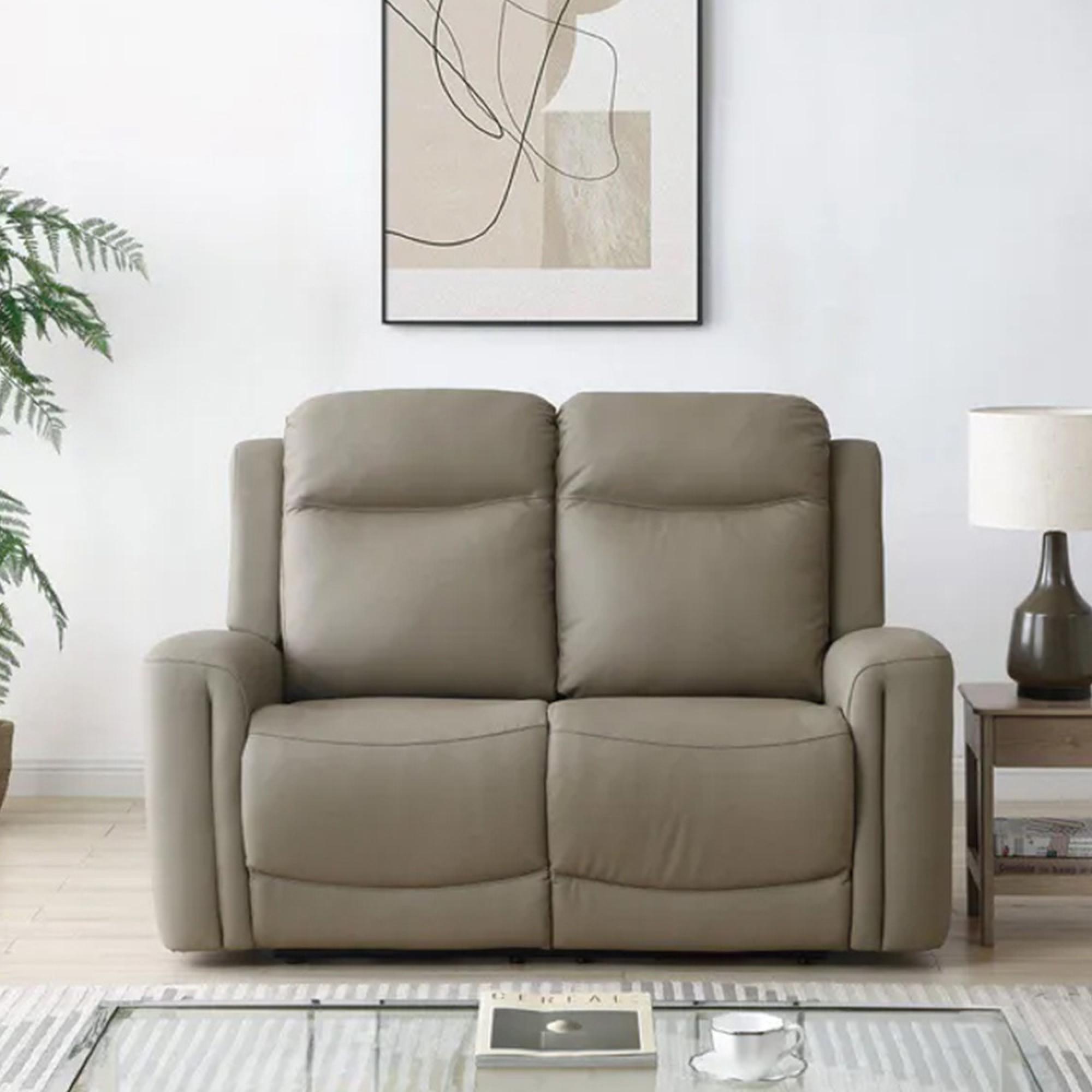 Henley Electric Recliner Sofa - Taupe Leather - 2 Seater