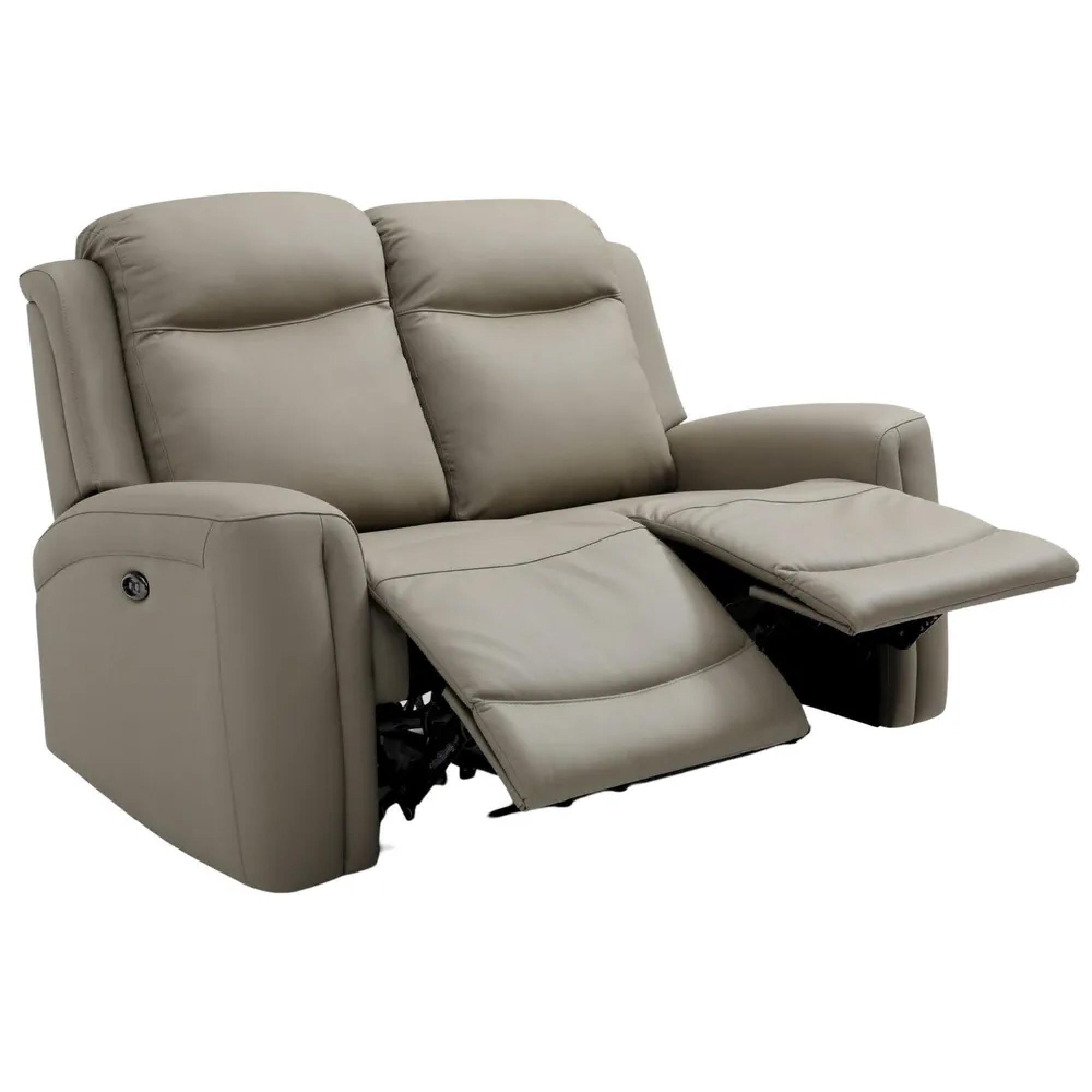 Henley Electric Recliner Sofa - Taupe Leather - 2 Seater