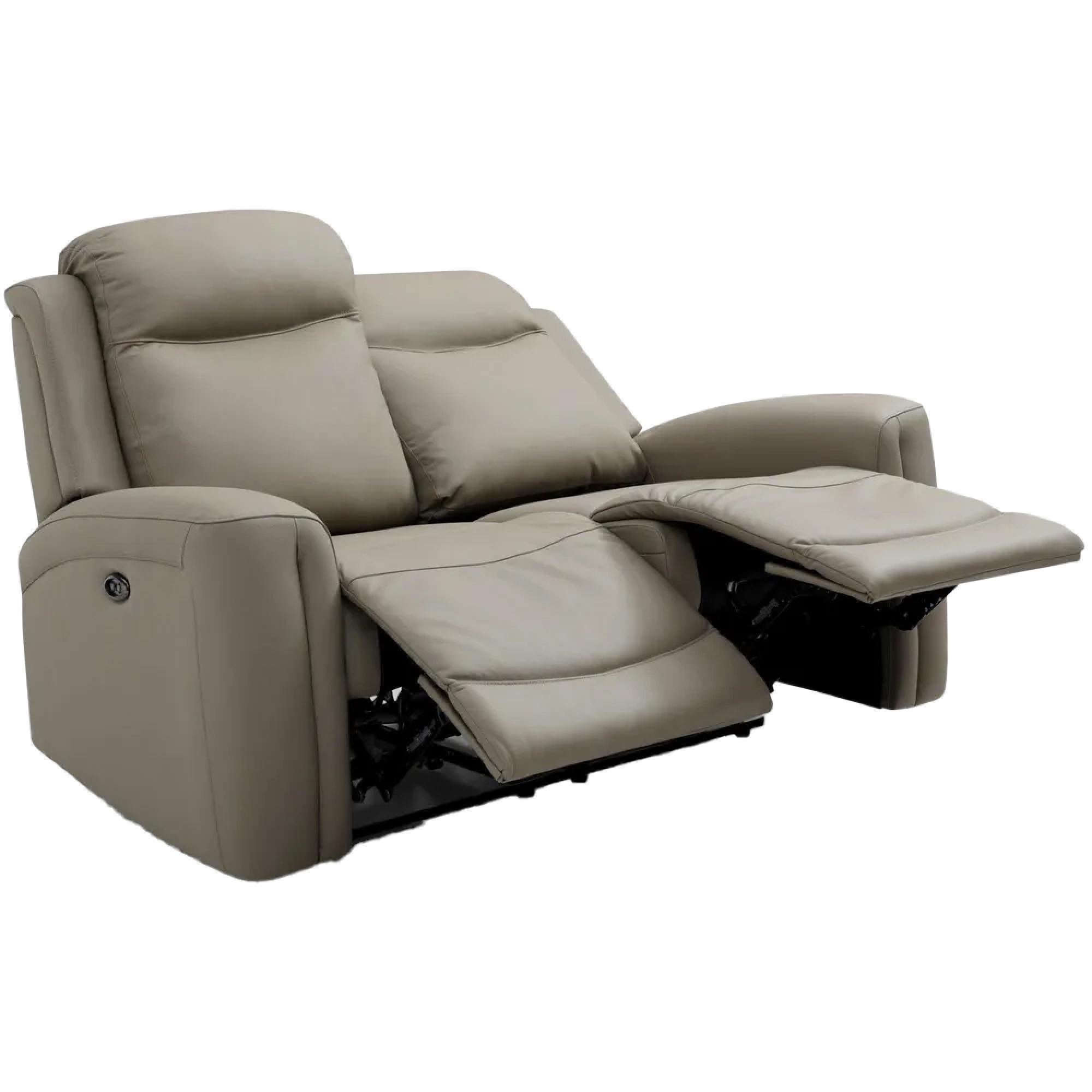 Henley Electric Recliner Sofa - Taupe Leather - 2 Seater