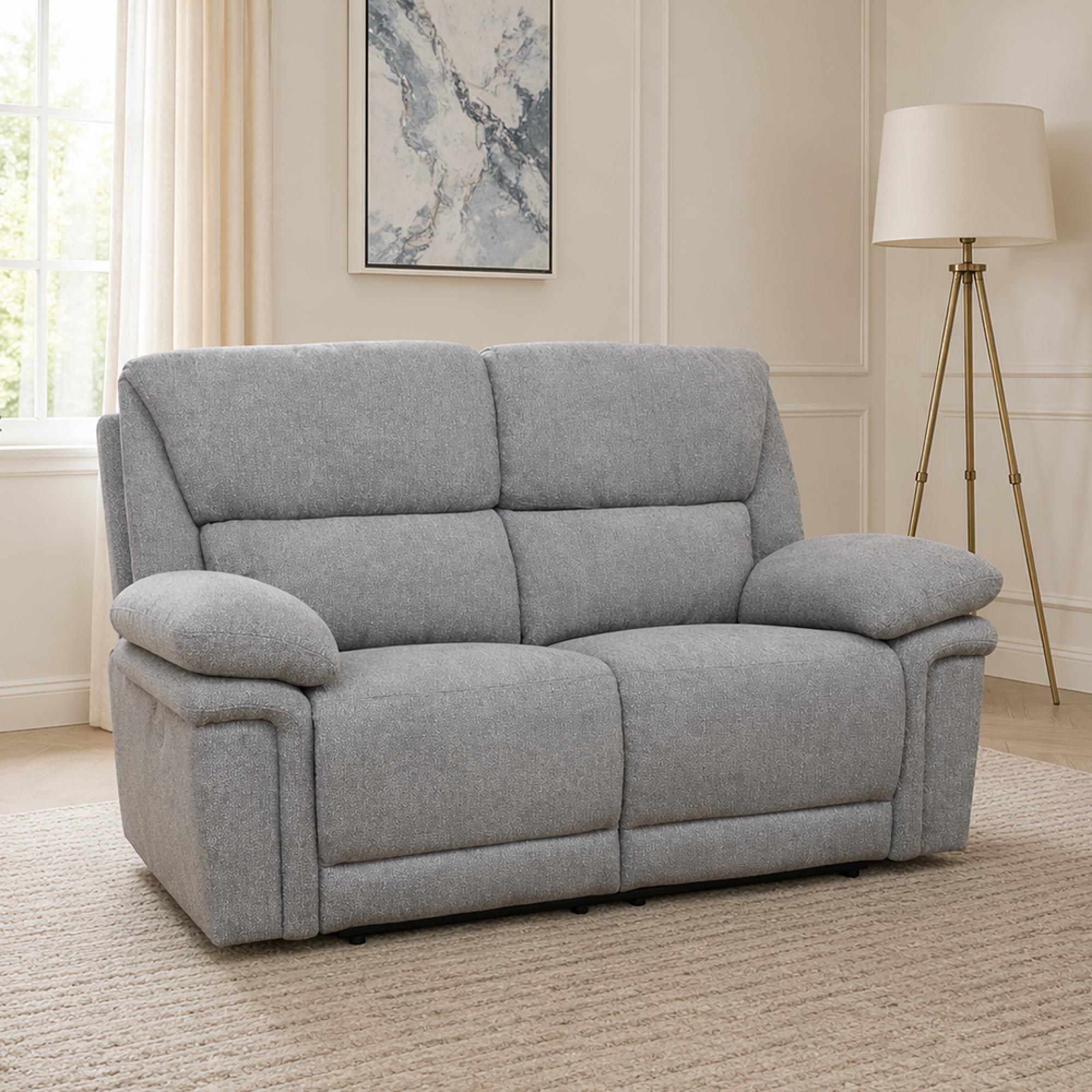 Bexley Sofa - 2 Seater - Manual Recliner - Fabric - Grey
