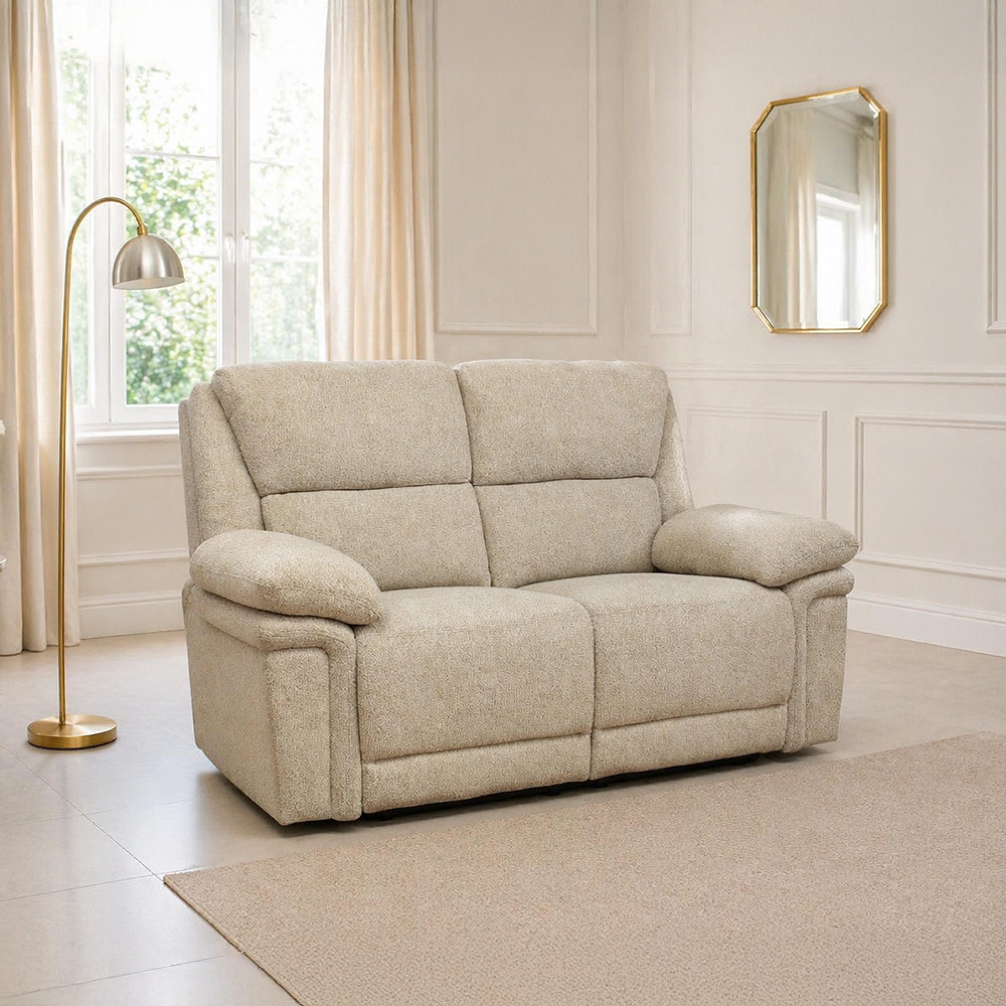 Bexley Sofa - 2 Seater - Manual Recliner - Fabric - Natural