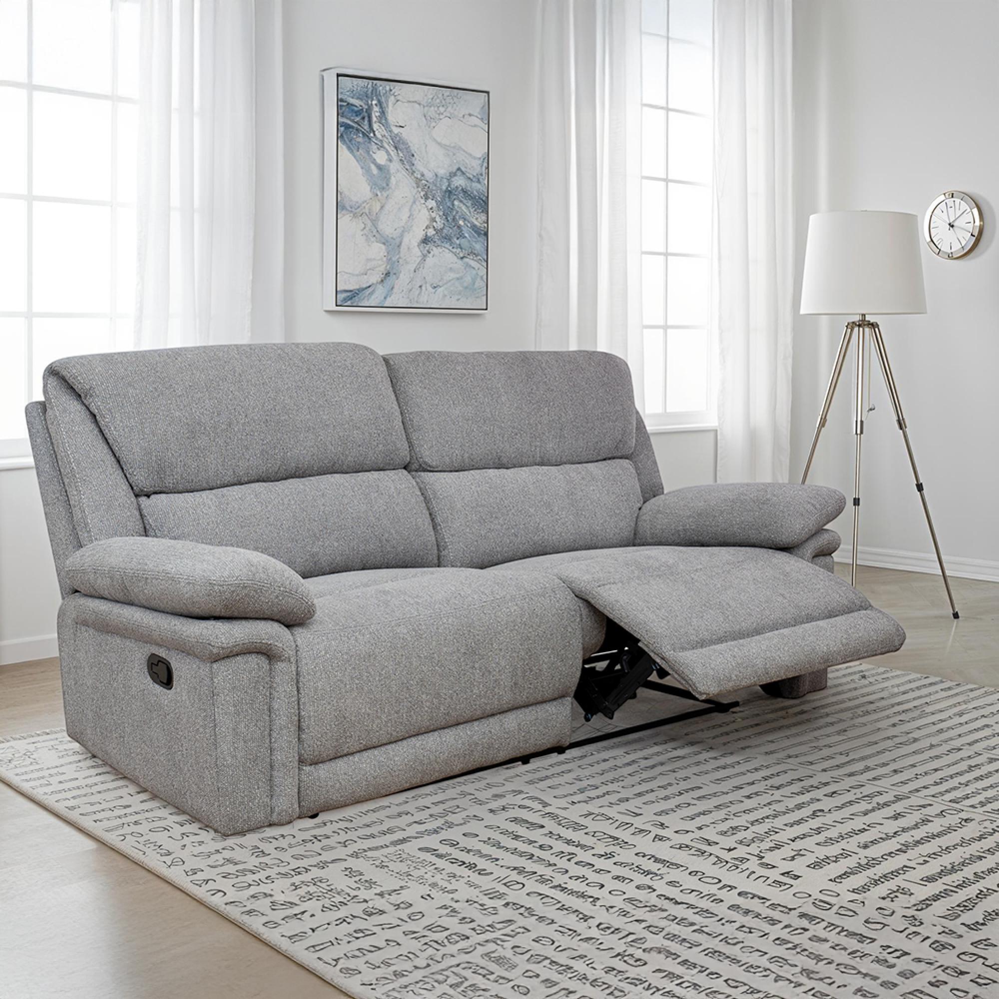 Bexley Sofa - 3 Seater - Manual Recliner - Fabric - Grey
