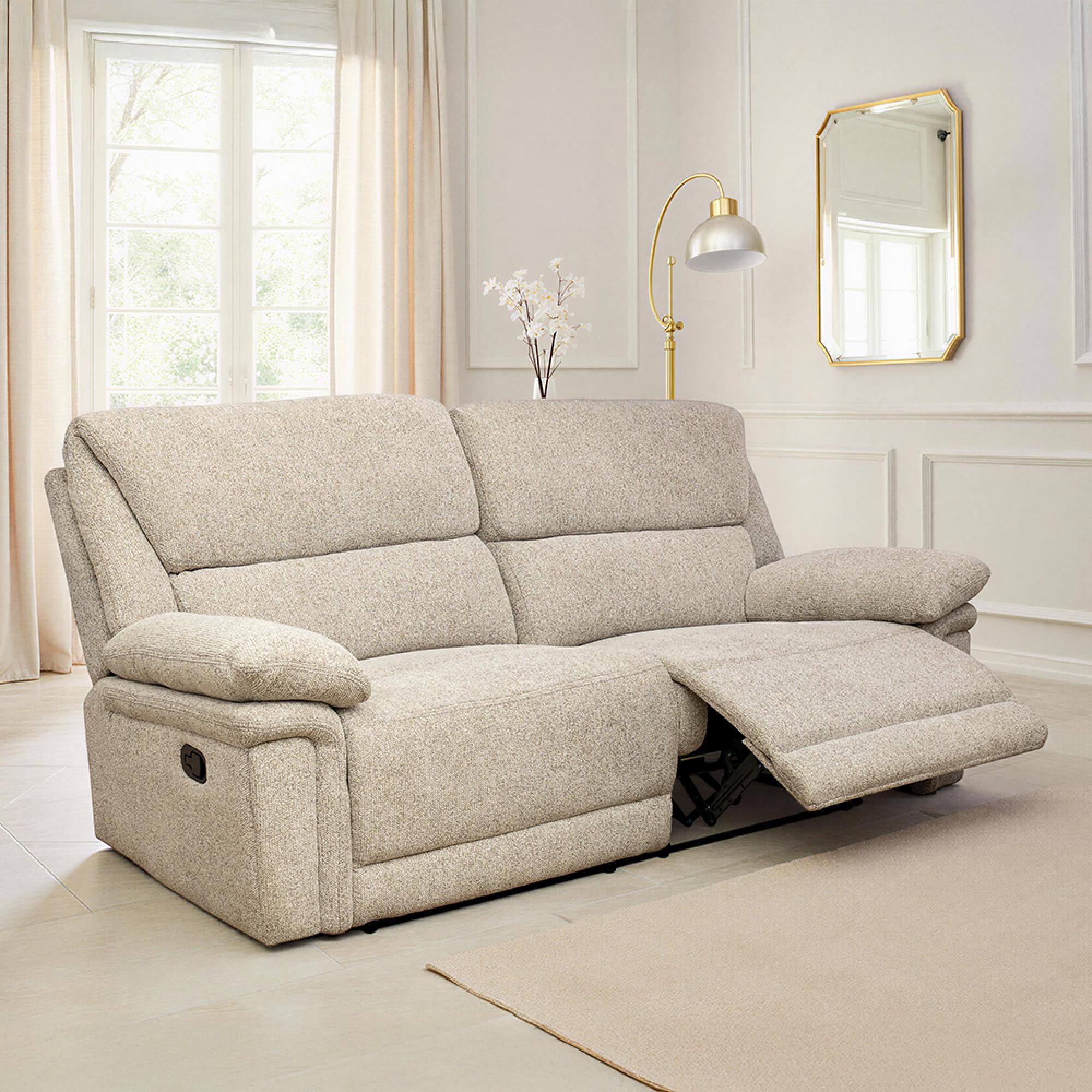 Bexley Sofa - 3 Seater - Manual Recliner - Fabric - Natural
