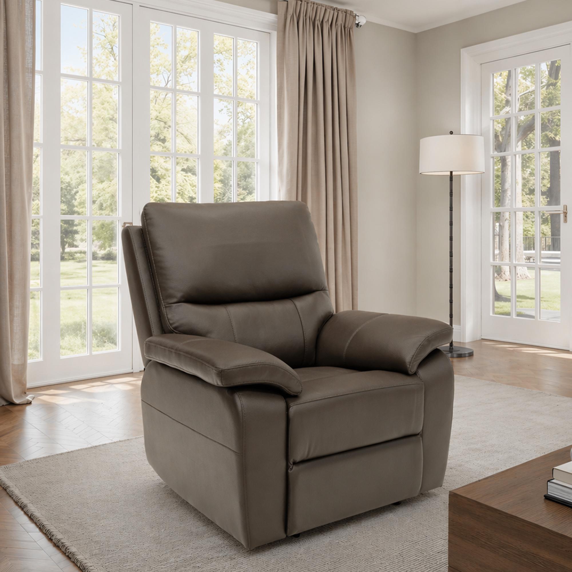 Cannes Armchair - Electric Recliner - Leather - Chocolate