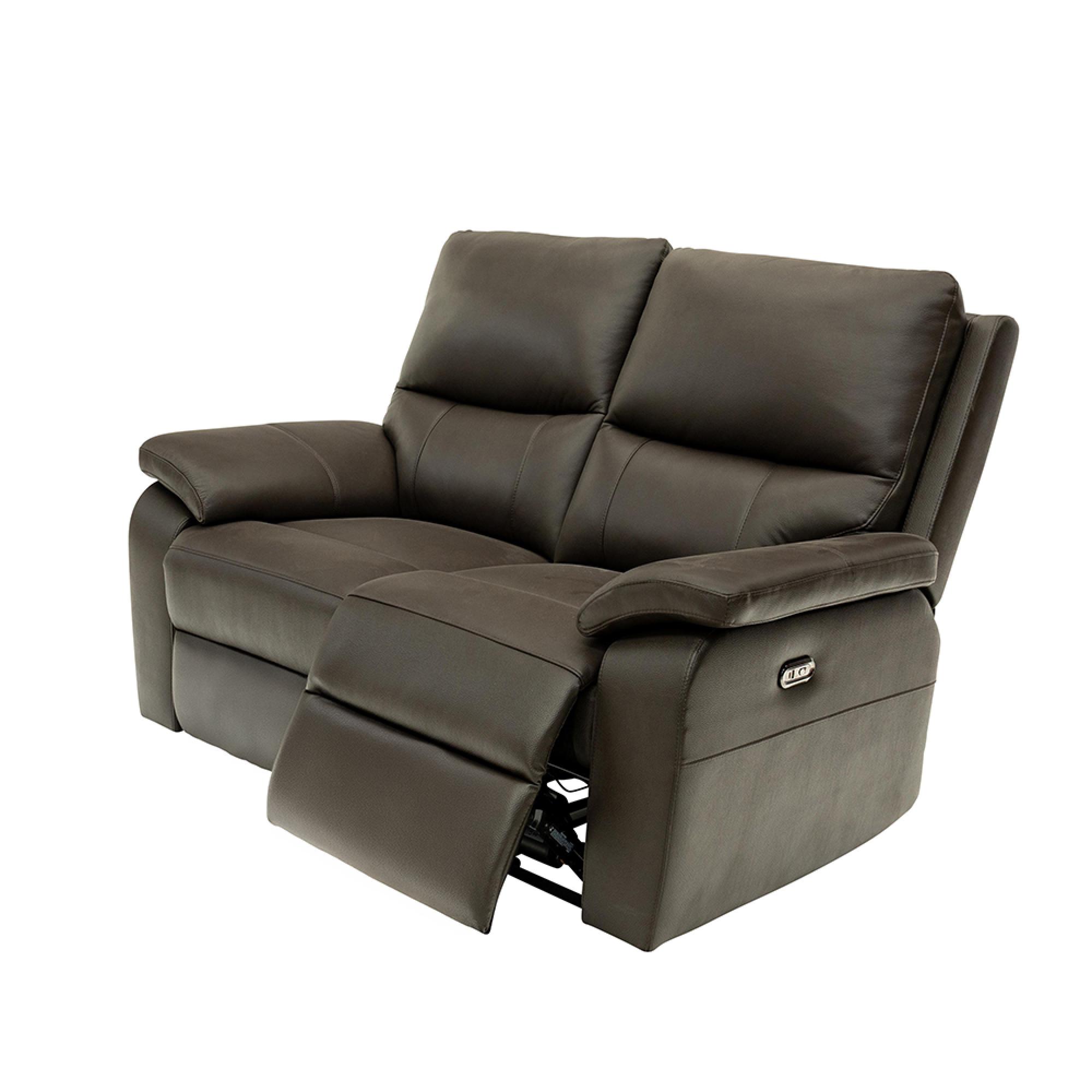 Cannes Sofa - 2 Seater - Electric Recliner - Leather - Chocolate