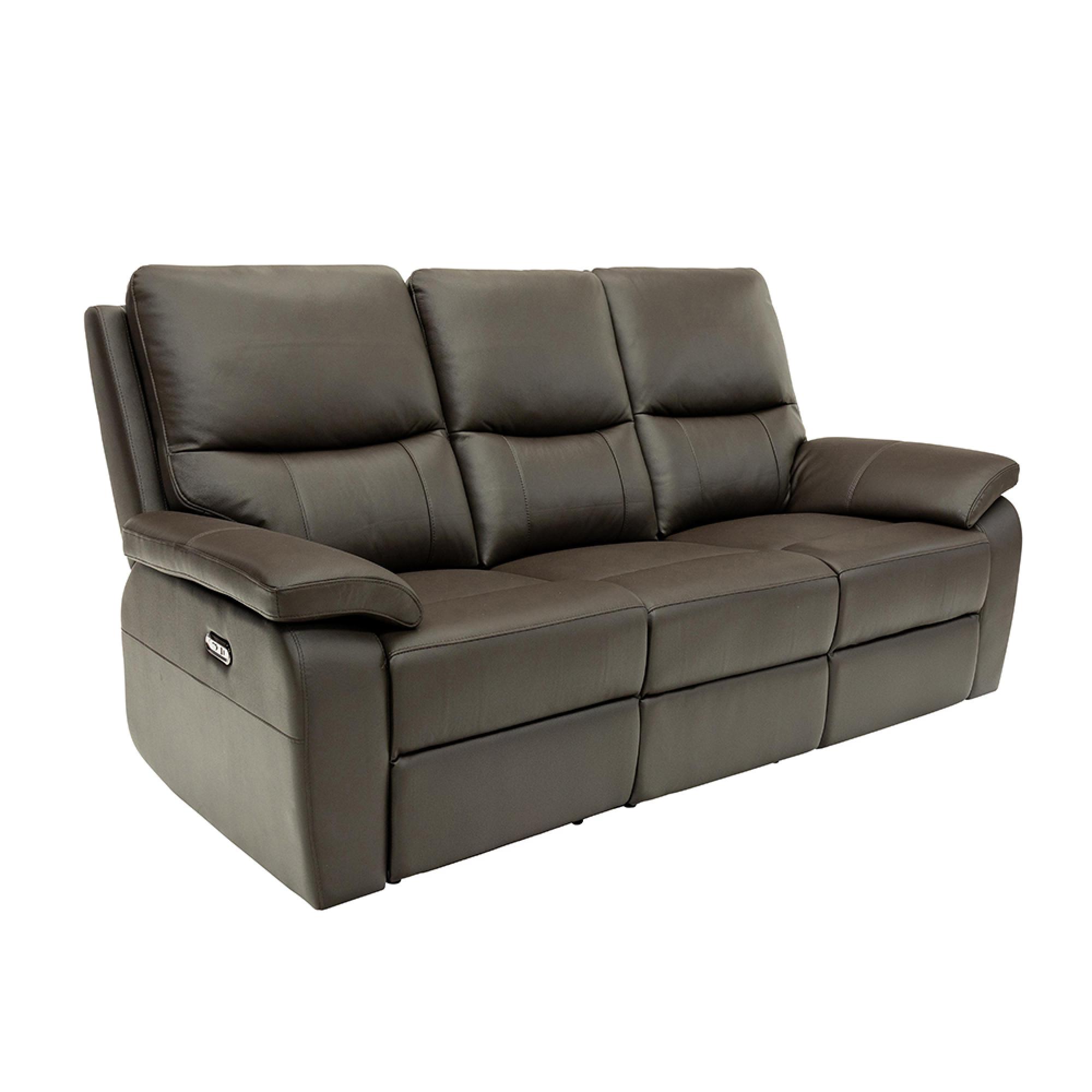 Cannes Sofa - 3 Seater - Electric Recliner - Leather - Chocolate