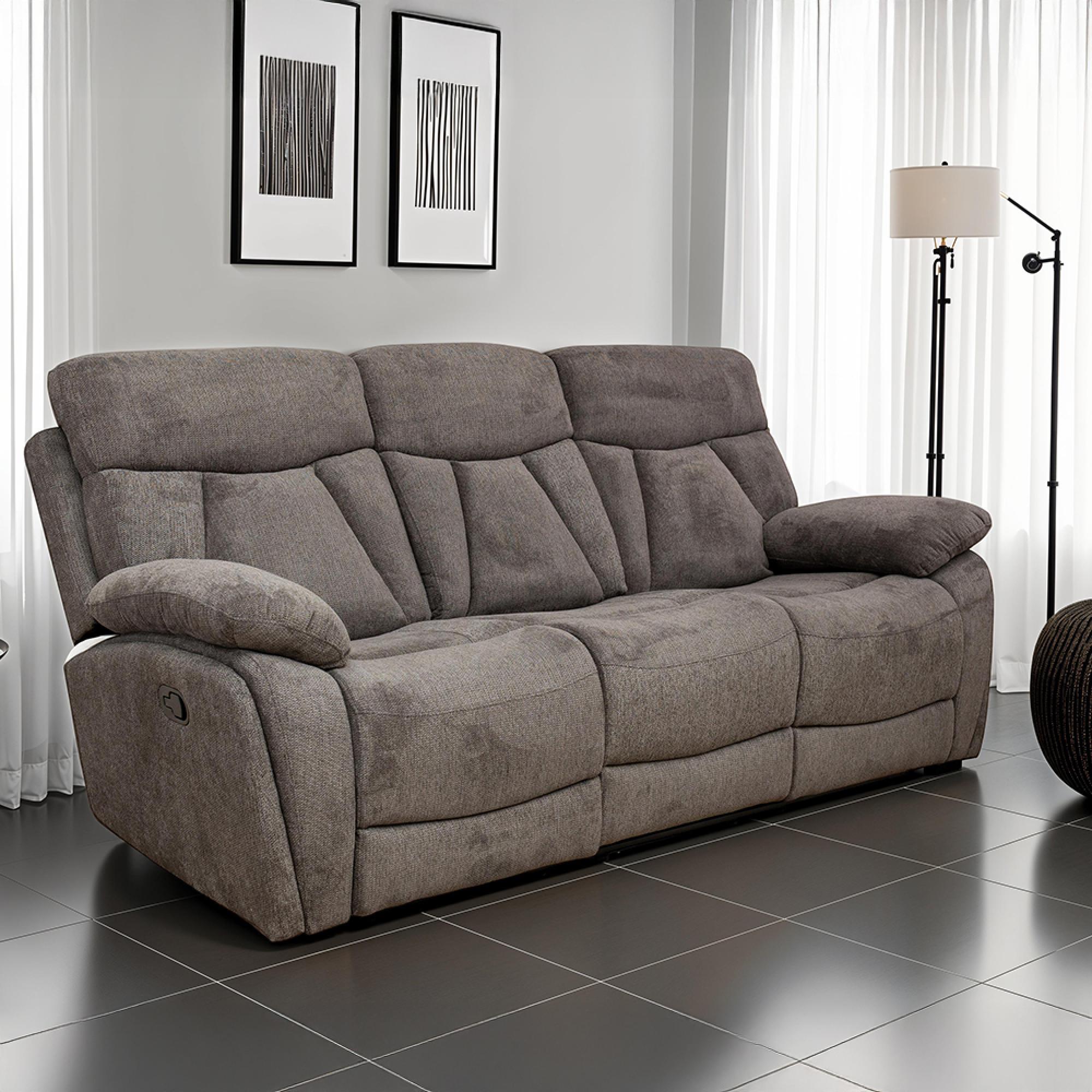 Colston Sofa - 3 Seater - Manual Recliner - Fabric - Dark Grey