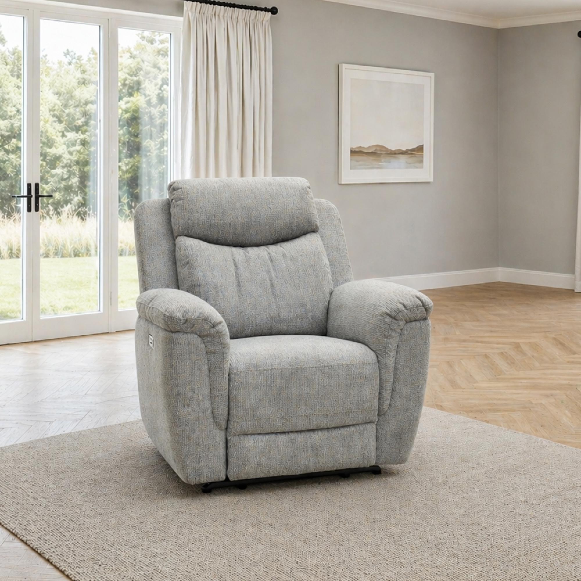 Finley Armchair - Electric Recliner - Fabric - Grey