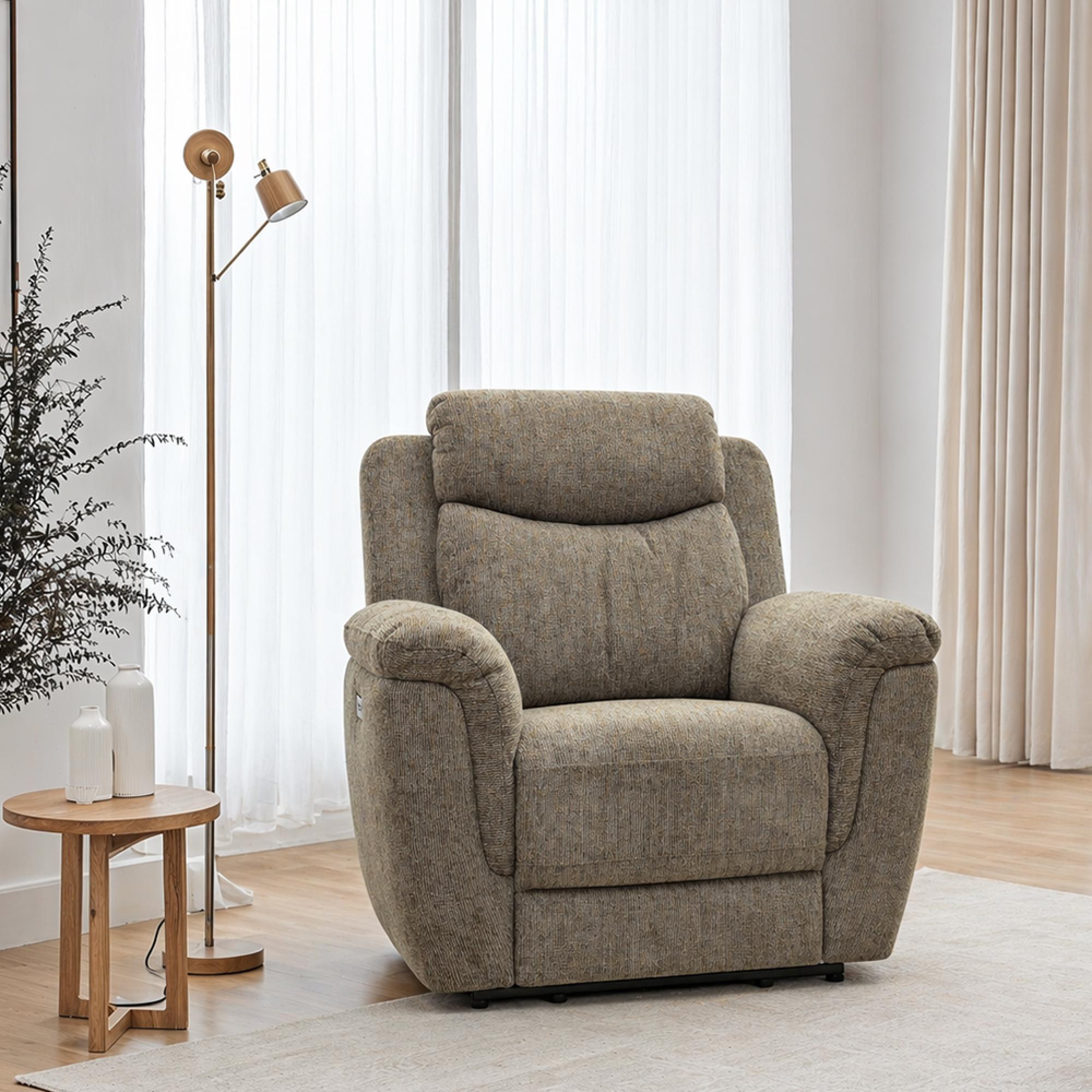 Finley Armchair - Electric Recliner - Fabric - Pebble