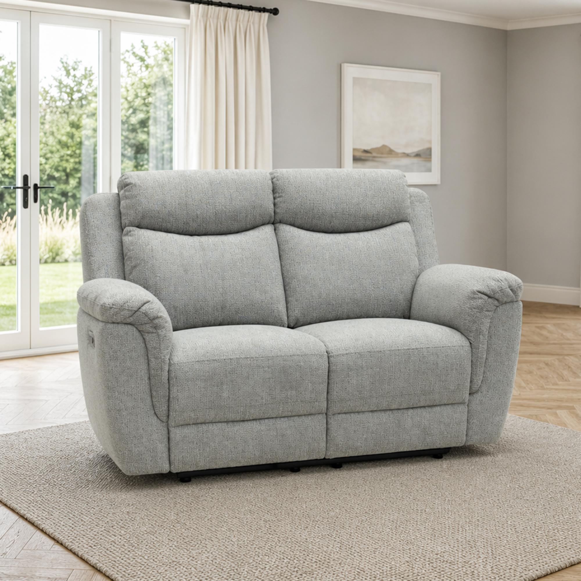 Finley Sofa - 2 Seater - Electric Recliner - Fabric - Grey