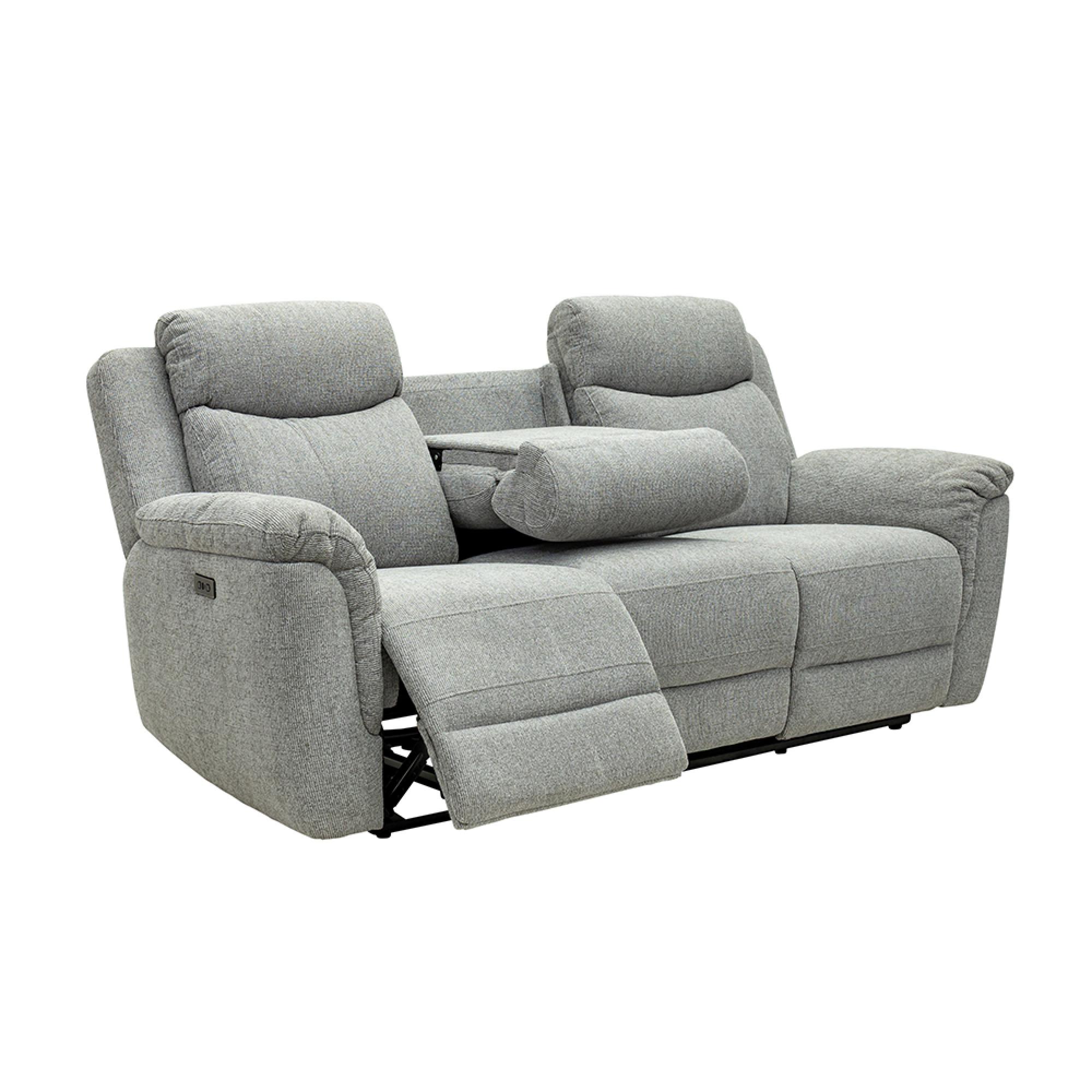Finley Sofa - 3 Seater - Electric Recliner - Fabric - Grey