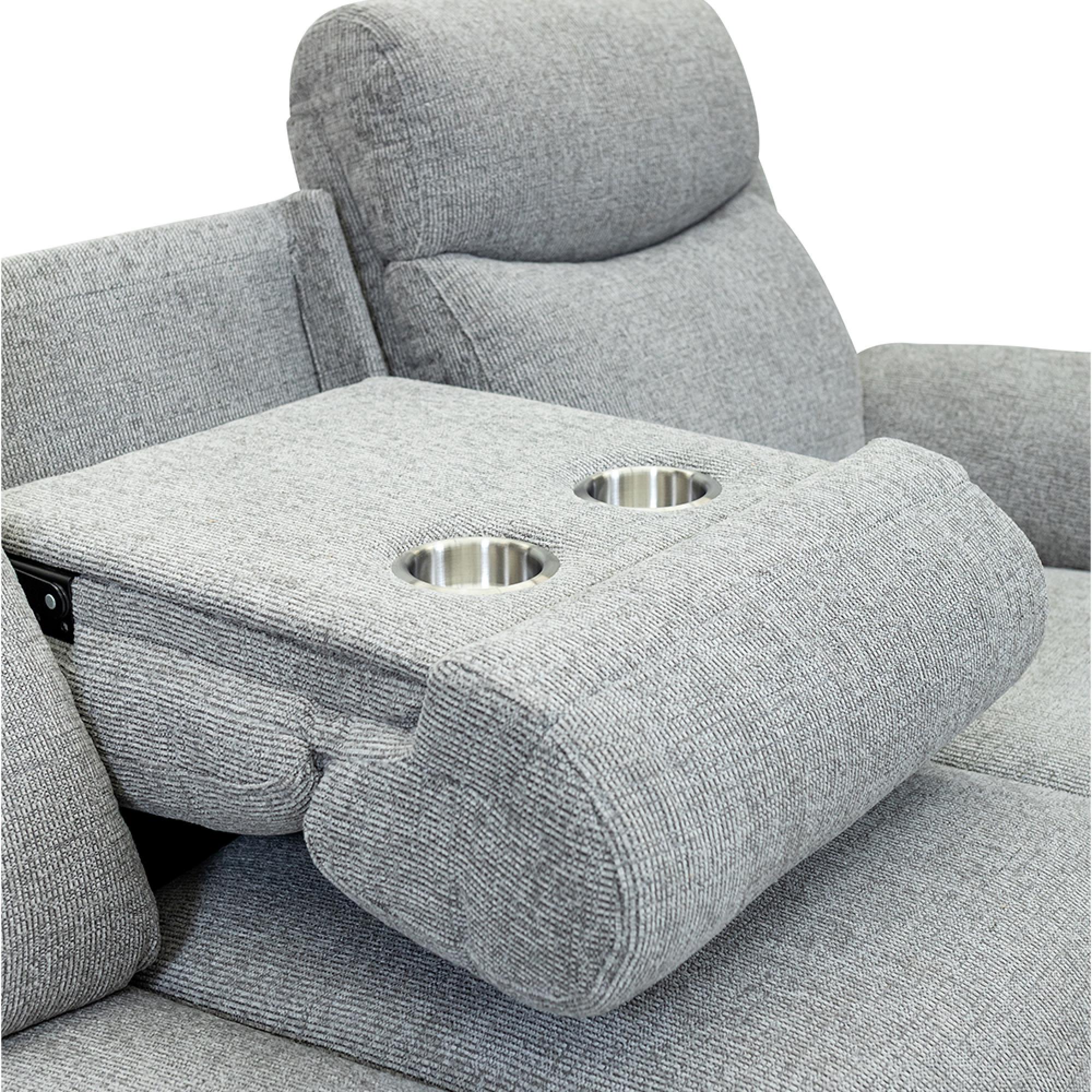 Finley Sofa - 3 Seater - Electric Recliner - Fabric - Grey