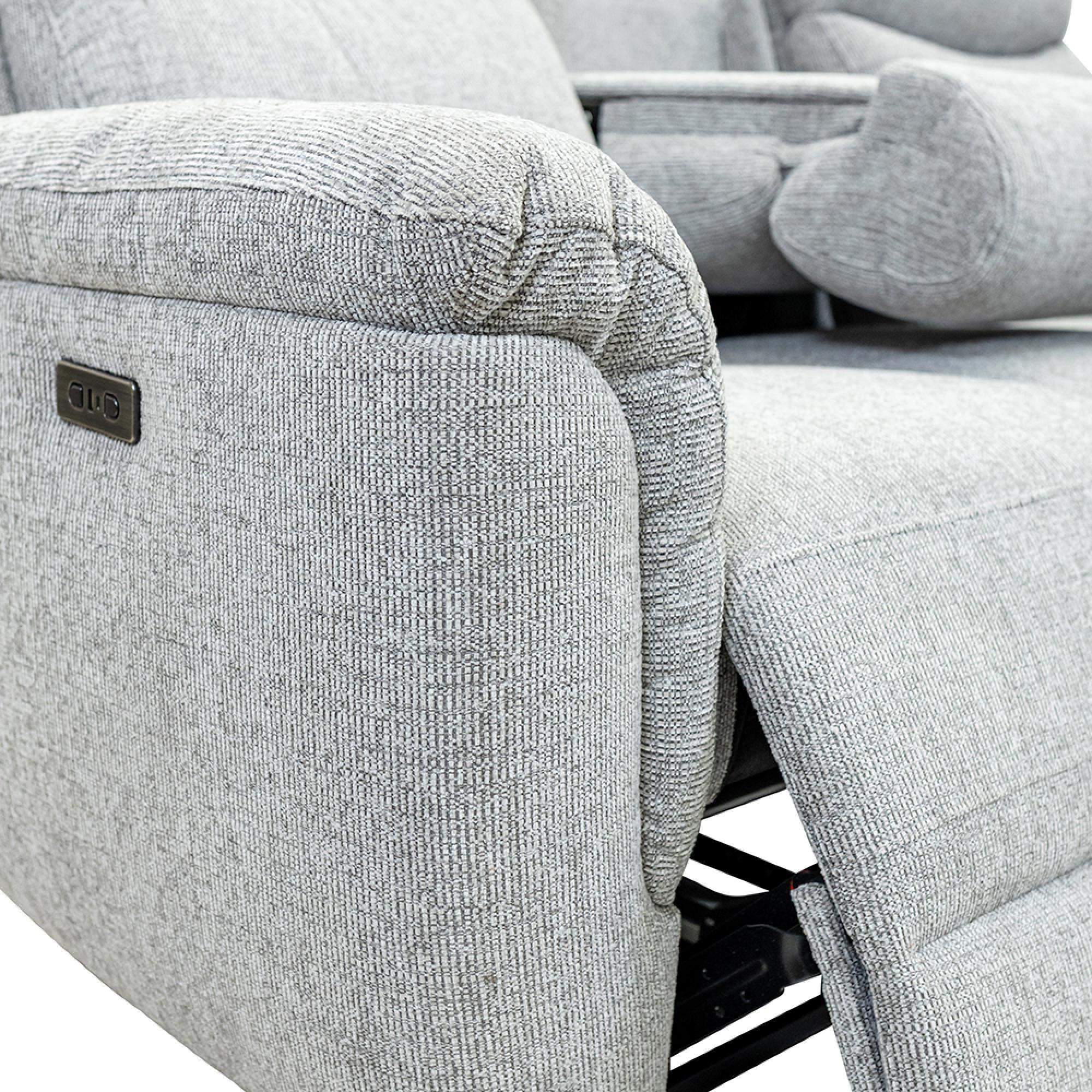 Finley Sofa - 3 Seater - Electric Recliner - Fabric - Grey