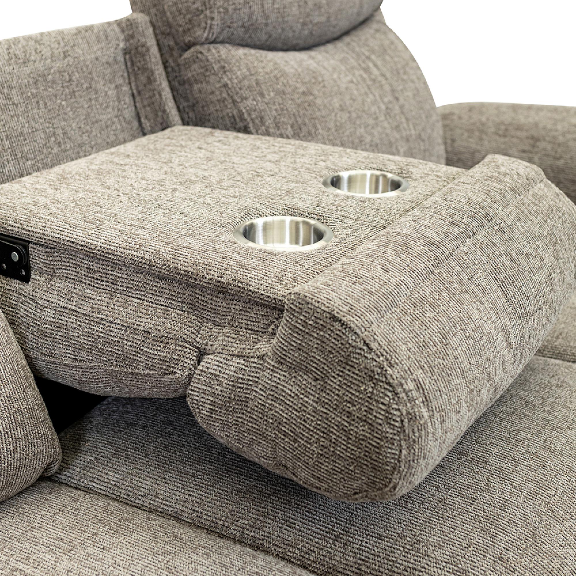 Finley Sofa - 3 Seater - Electric Recliner - Fabric - Pebble