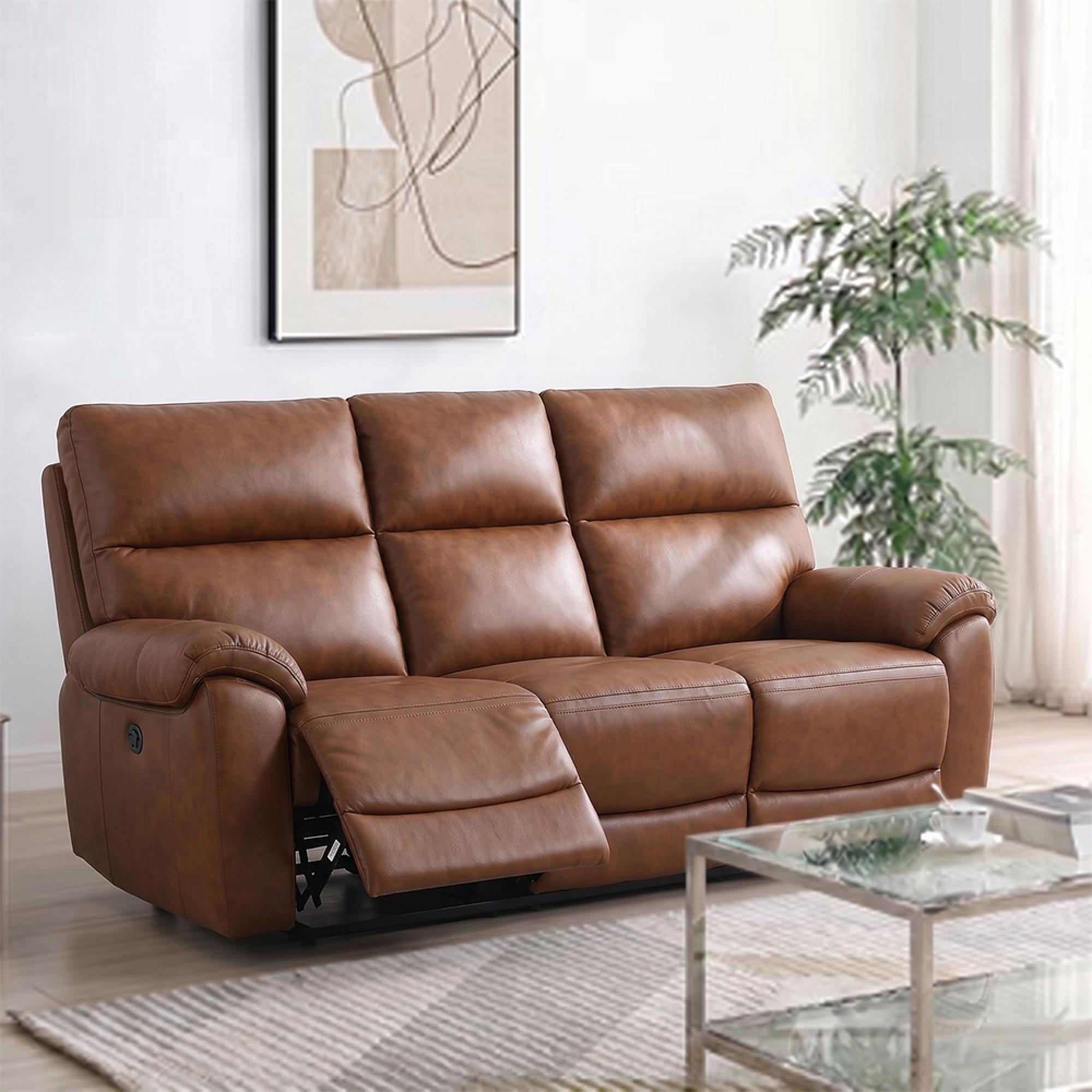 Rocco Sofa - Power Recliner - Saddle Leather - 3 Seater