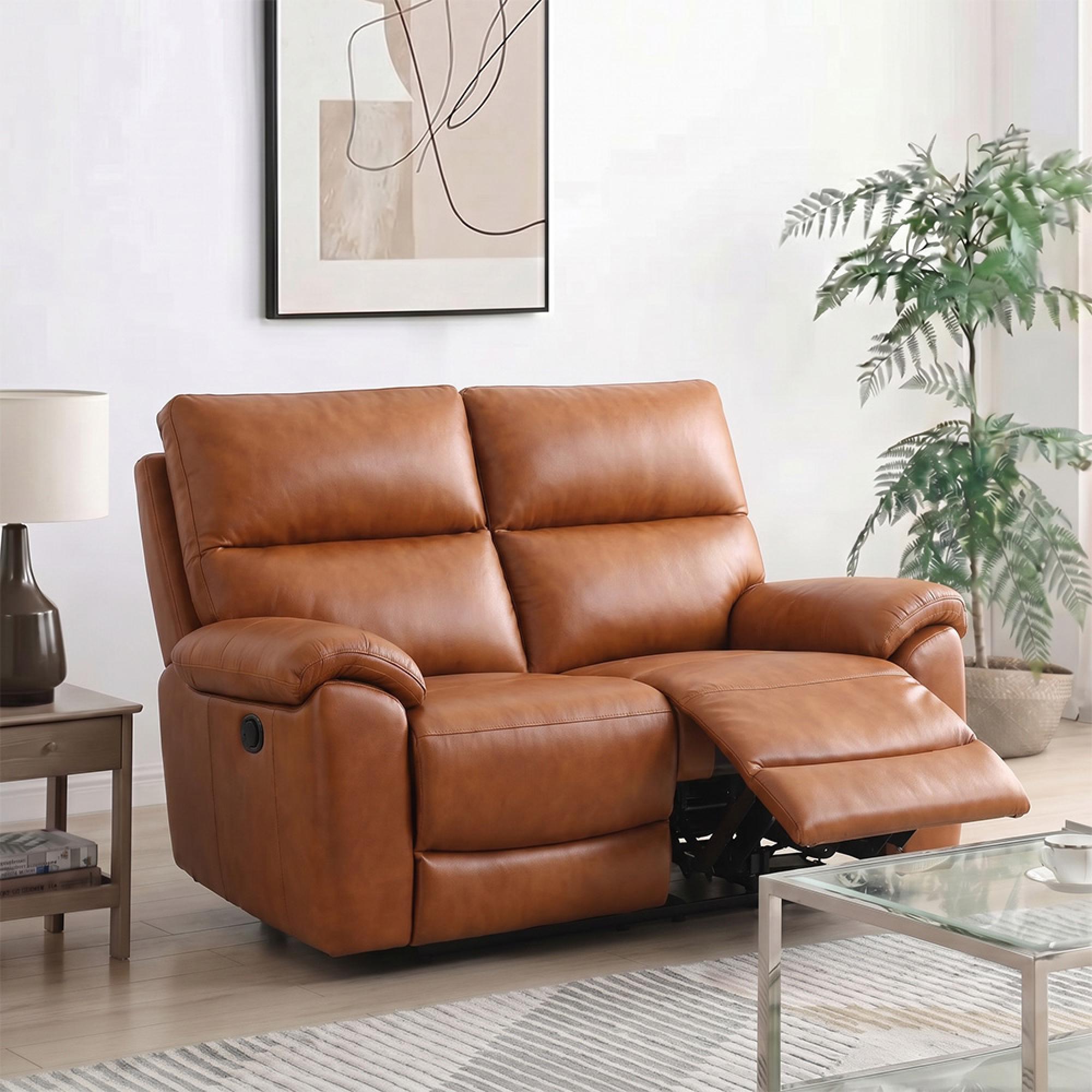 Rocco Sofa - Power Recliner - Tan Leather - 2 Seater