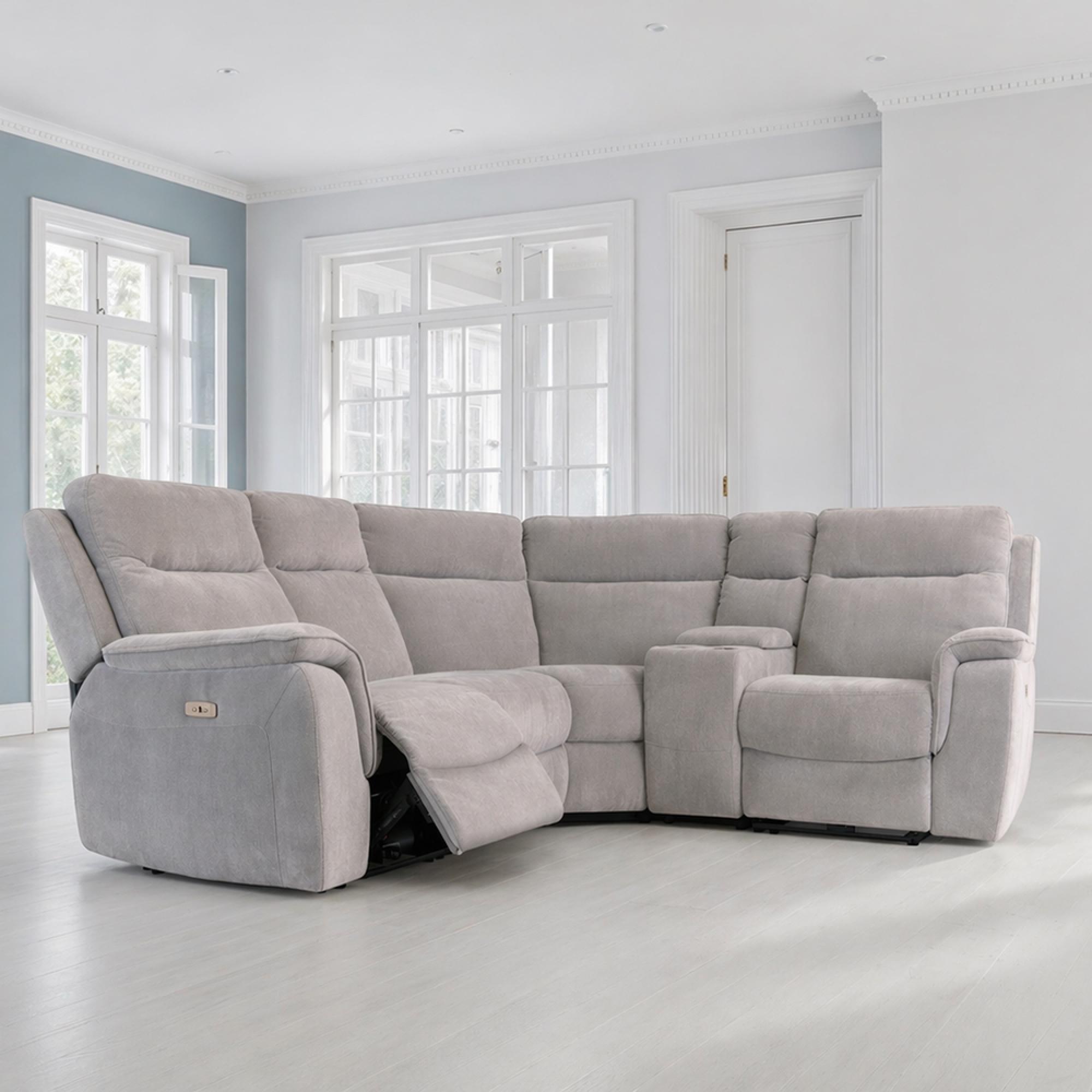 Havana Corner Sofa - Electric Recliner - Fabric - Grey