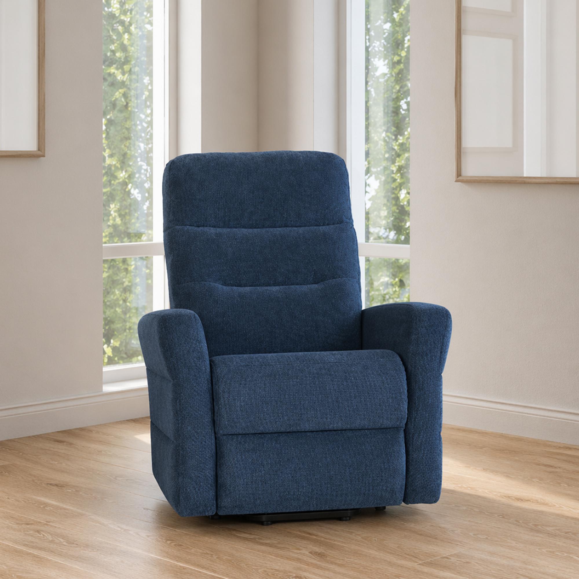 Madison Armchair - Electric Recliner Tilt & Rise - Fabric - Navy Blue