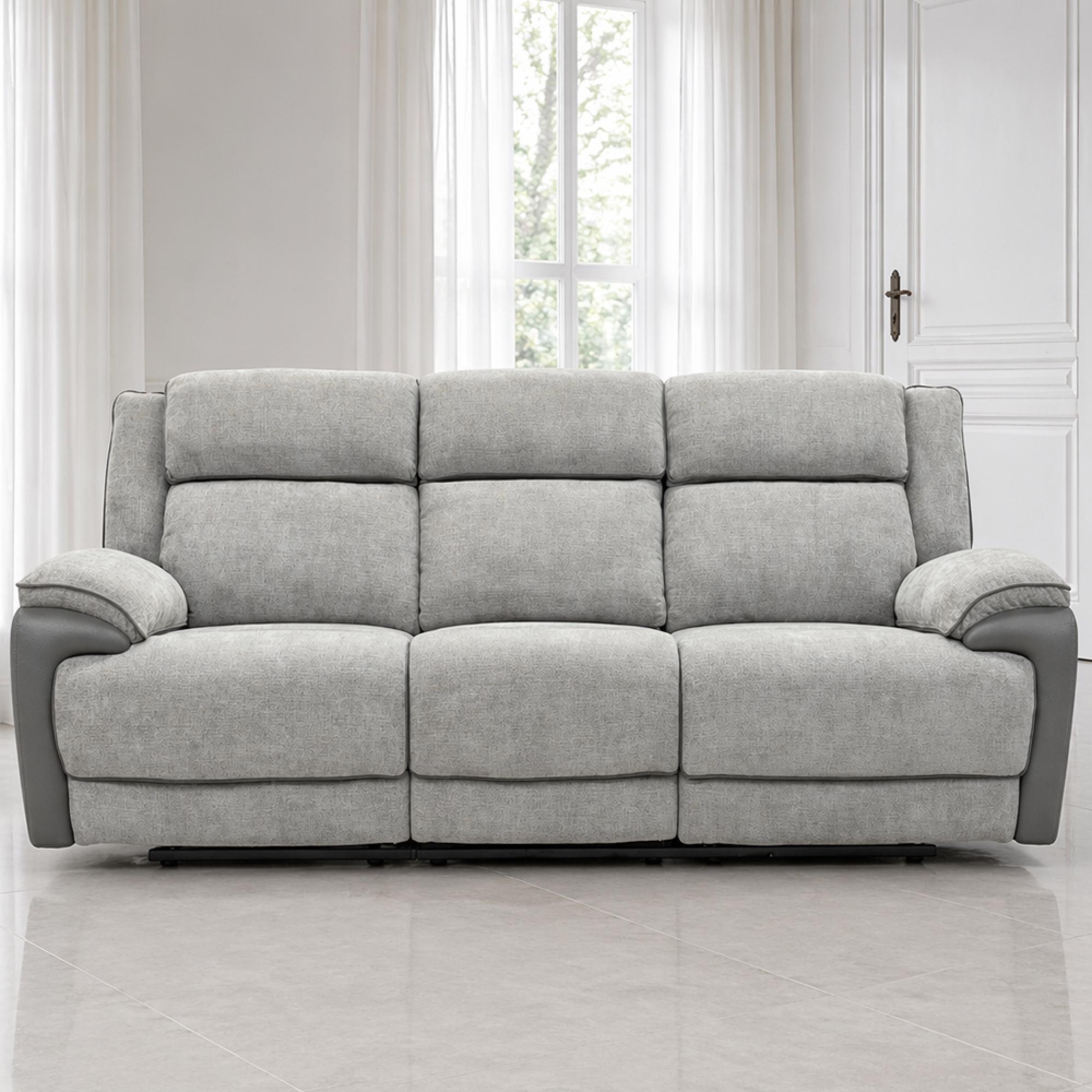 Marley Sofa - 3 Seater - Electric Recliner - Fabric - Grey Mix