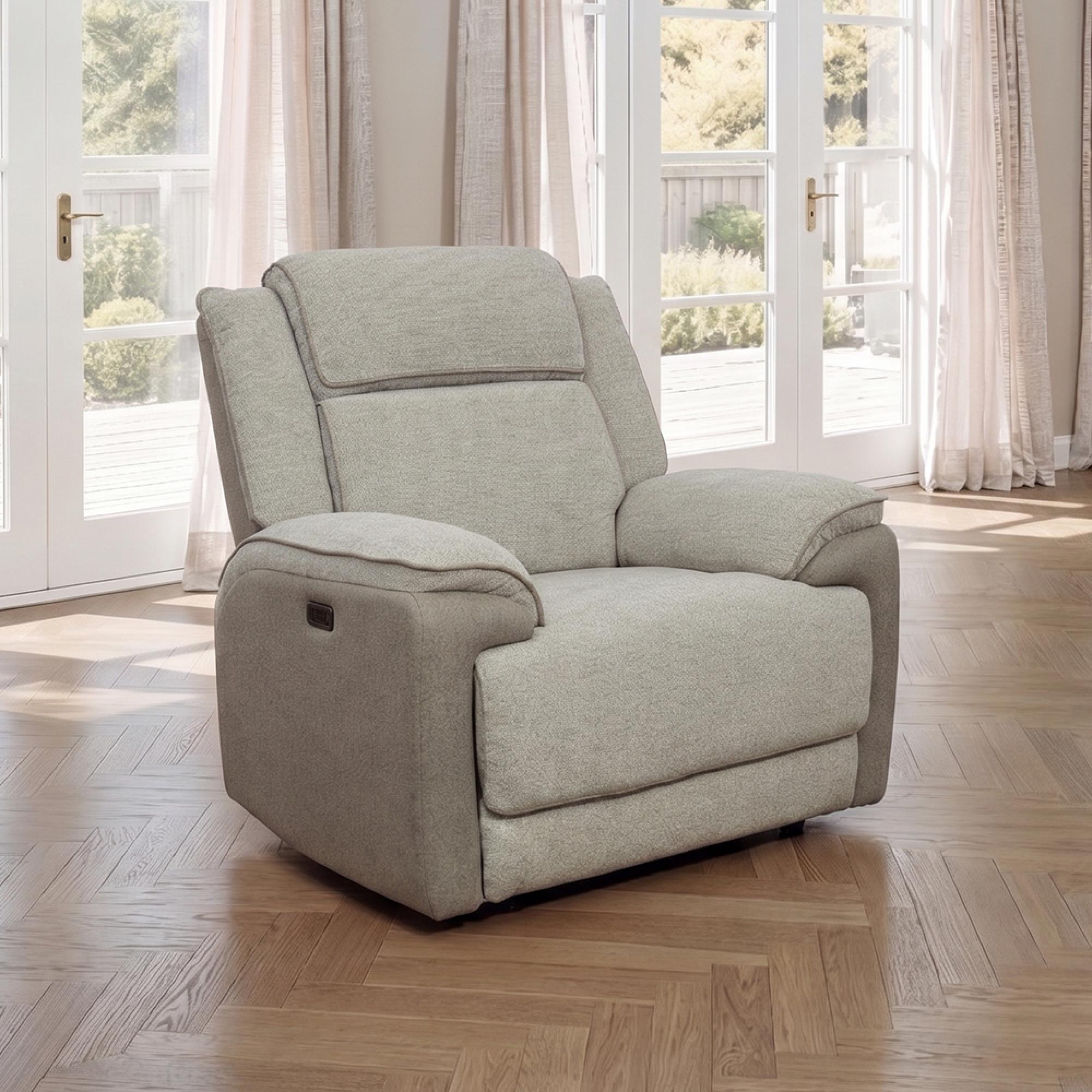 Walton Armchair - Electric Recliner - Fabric - Soft Grey