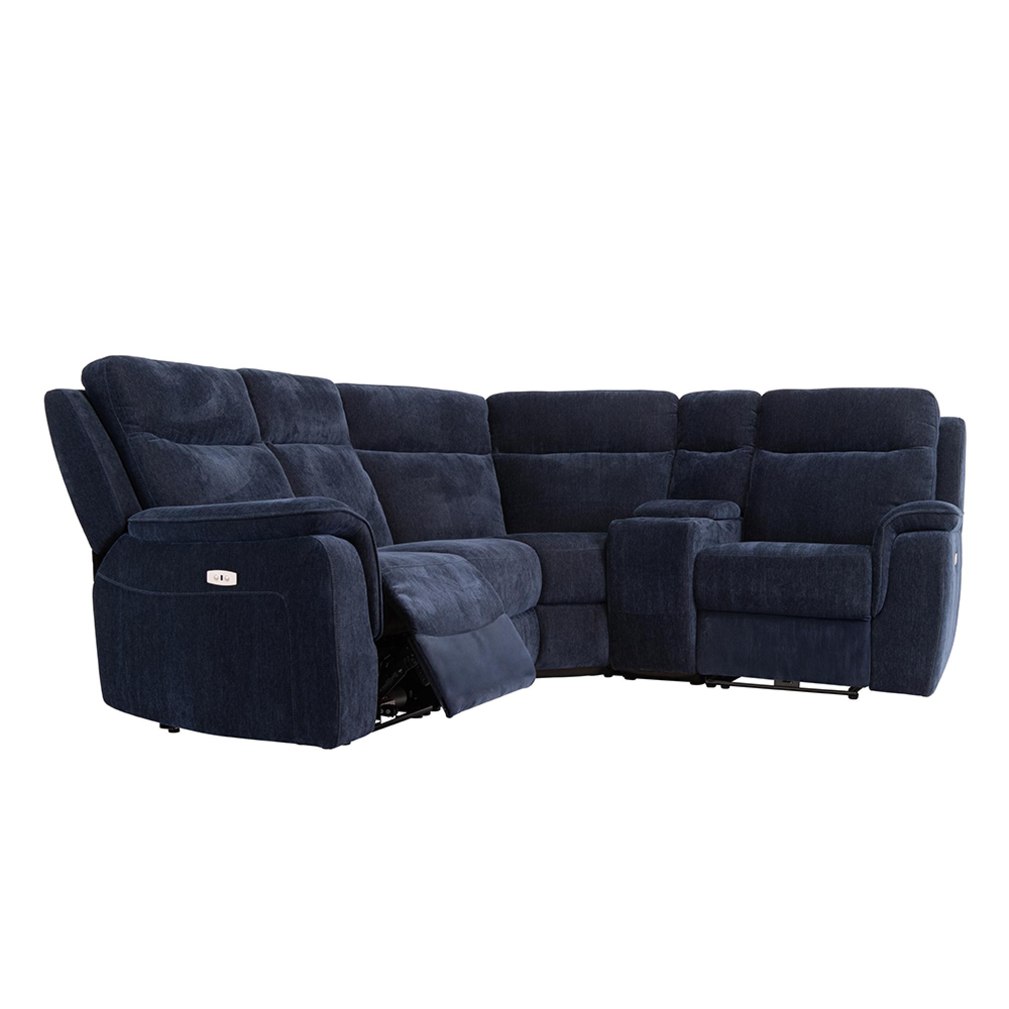 Havana Corner Sofa - Electric Recliner - Fabric - Blue