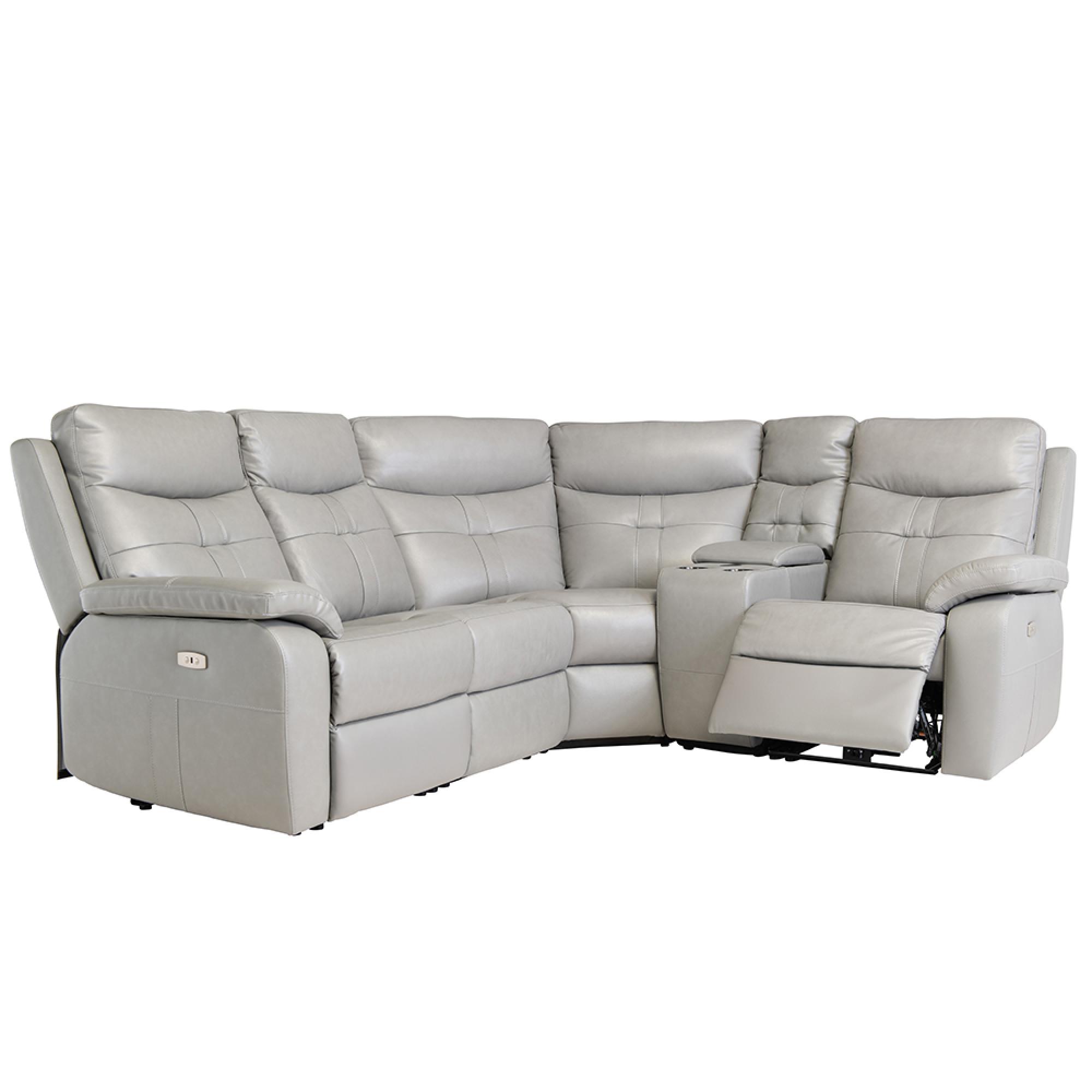 Sophia Corner Sofa - Electric Recliner - Leather - Grey