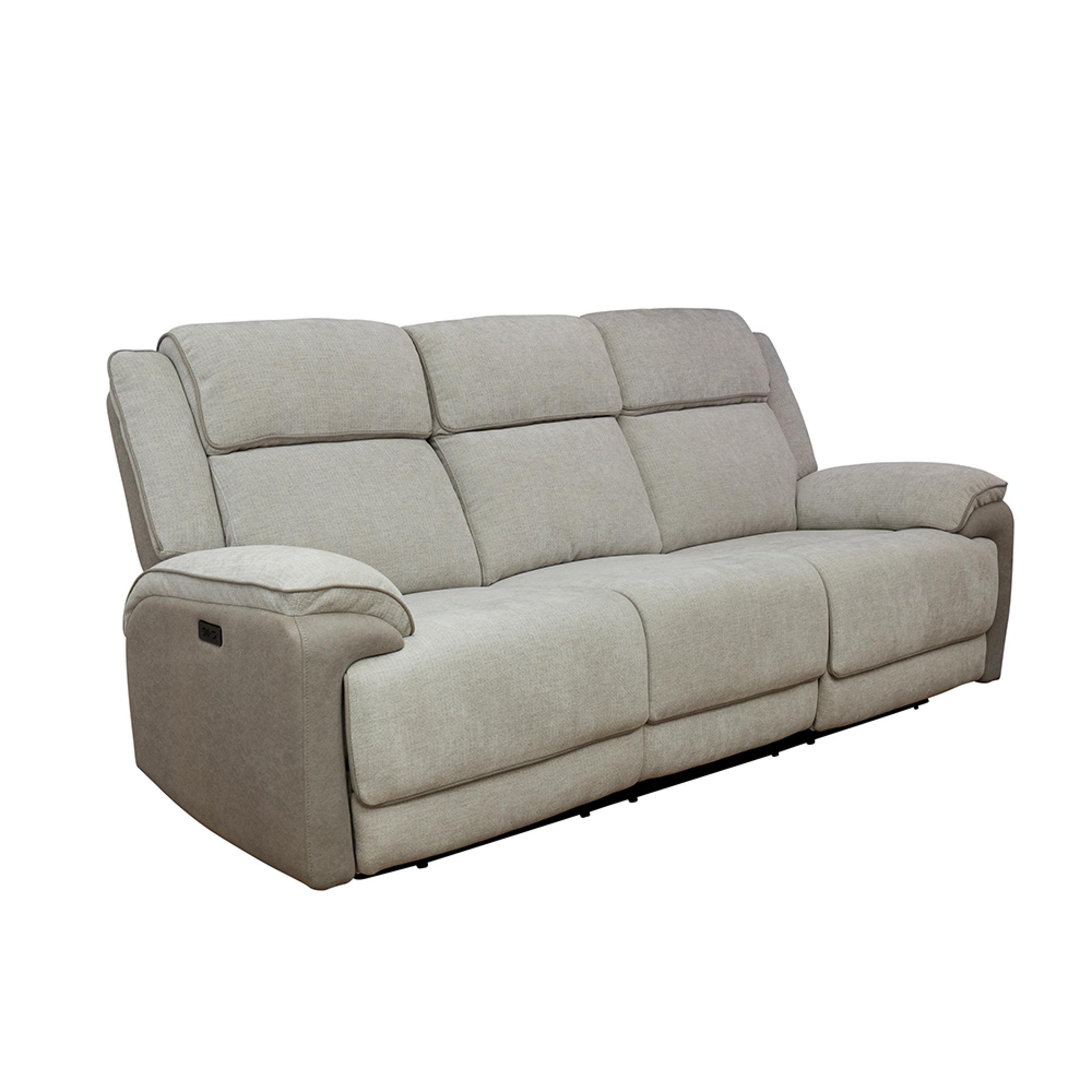 Walton Sofa - 3 Seater - Electric Recliner - Fabric - Soft Grey