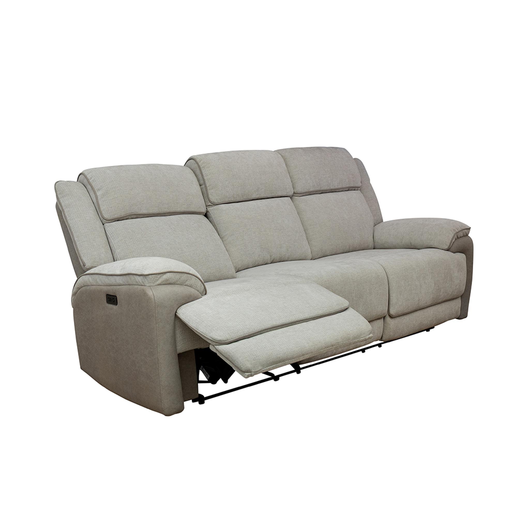 Walton Sofa - 3 Seater - Electric Recliner - Fabric - Soft Grey