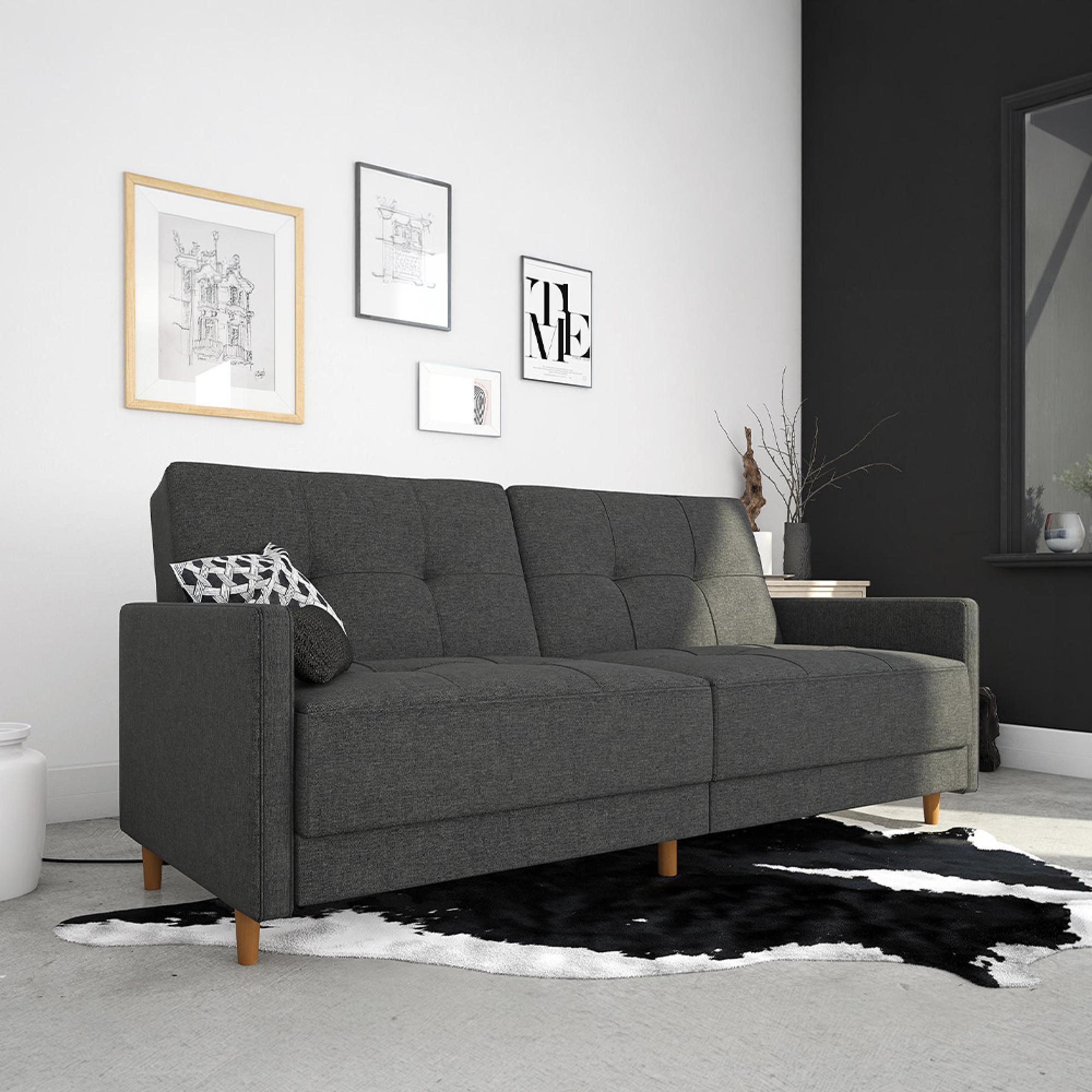 Andora Sprung Sofa Bed - 3 Seater - Grey Linen Fabric - 2146429UK