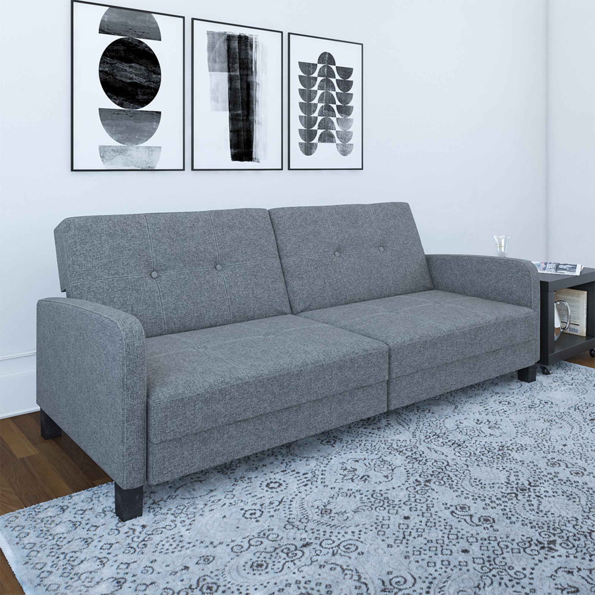 Boston Sofa Bed - 3 Seater - Grey Linen Fabric - 2211429WCUK