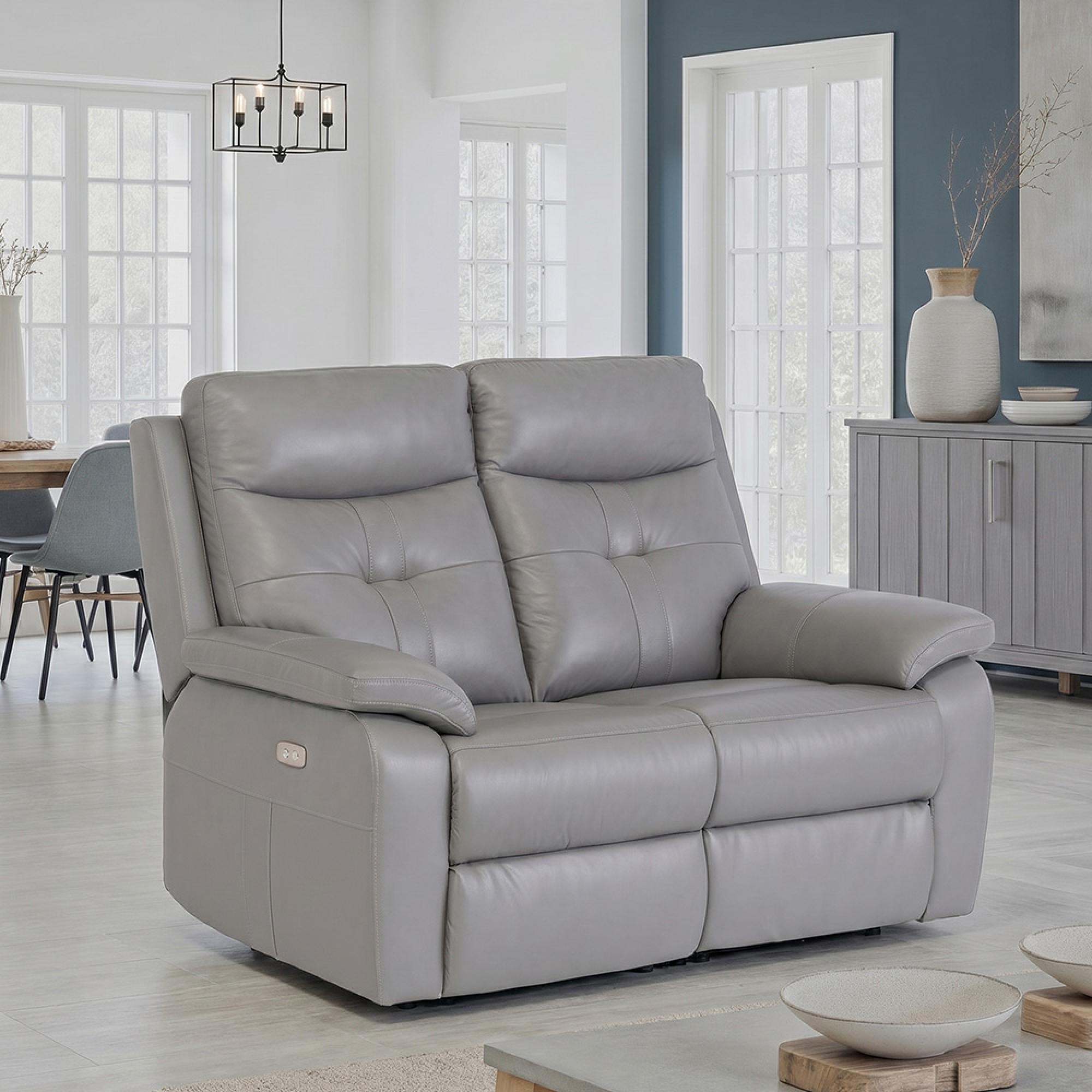 Sophia Sofa - 2 Seater - Electric Recliner - Grey Leather