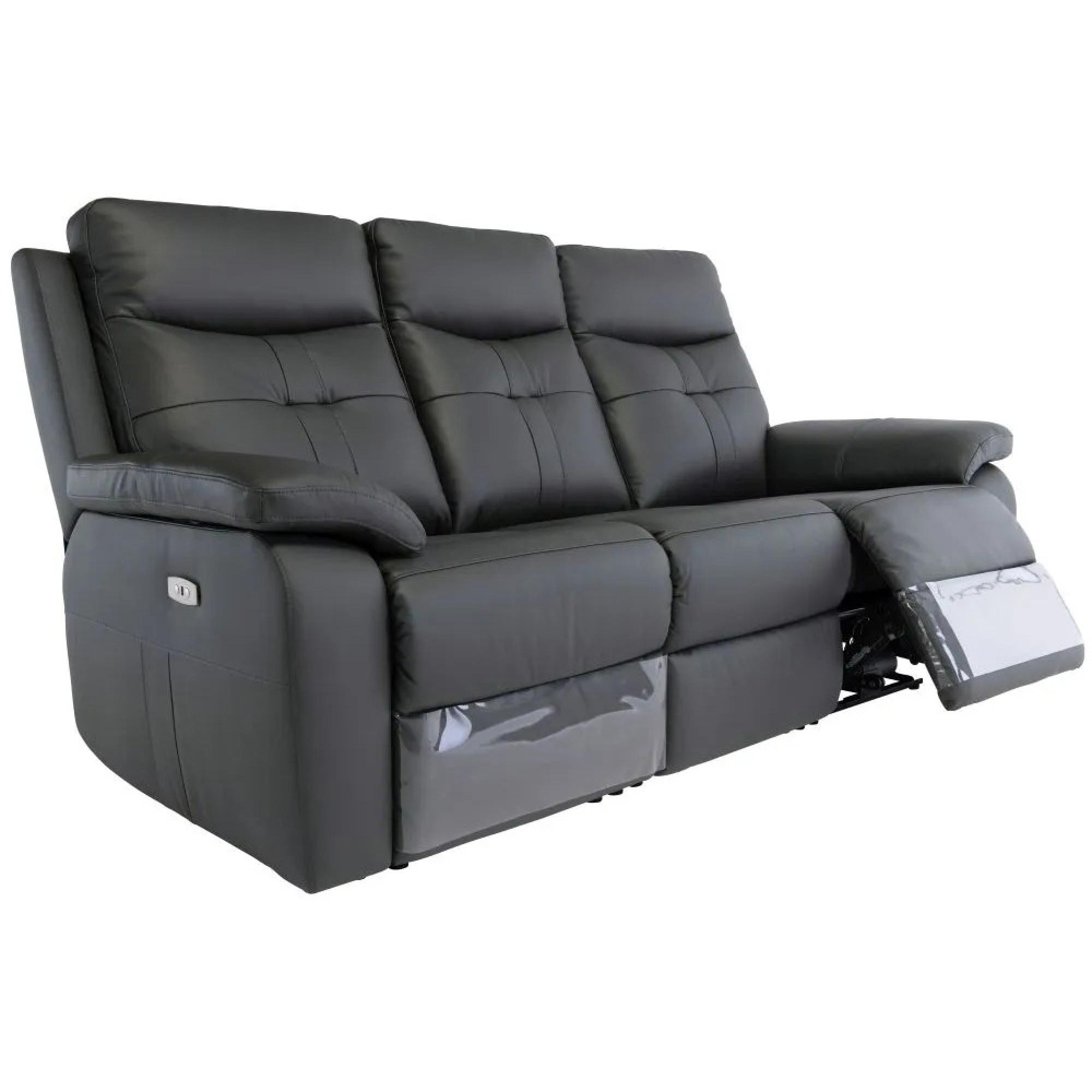 Sophia Sofa - 3 Seater - Electric Recliner - Charcoal Leather