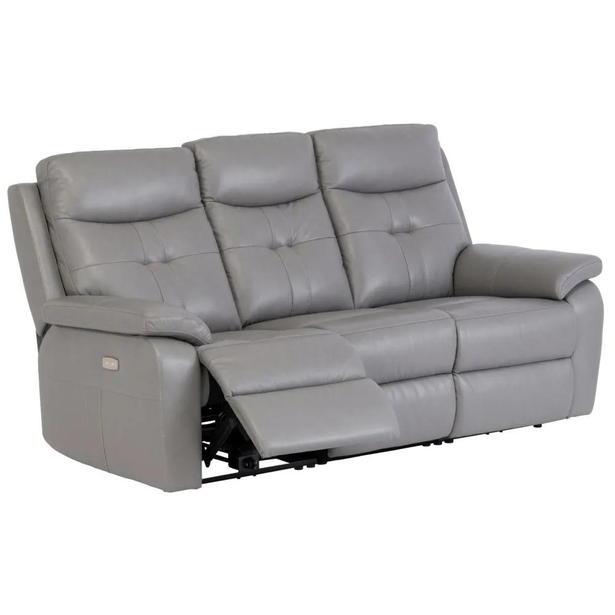 Sophia Sofa - 3 Seater - Electric Recliner - Grey Leather
