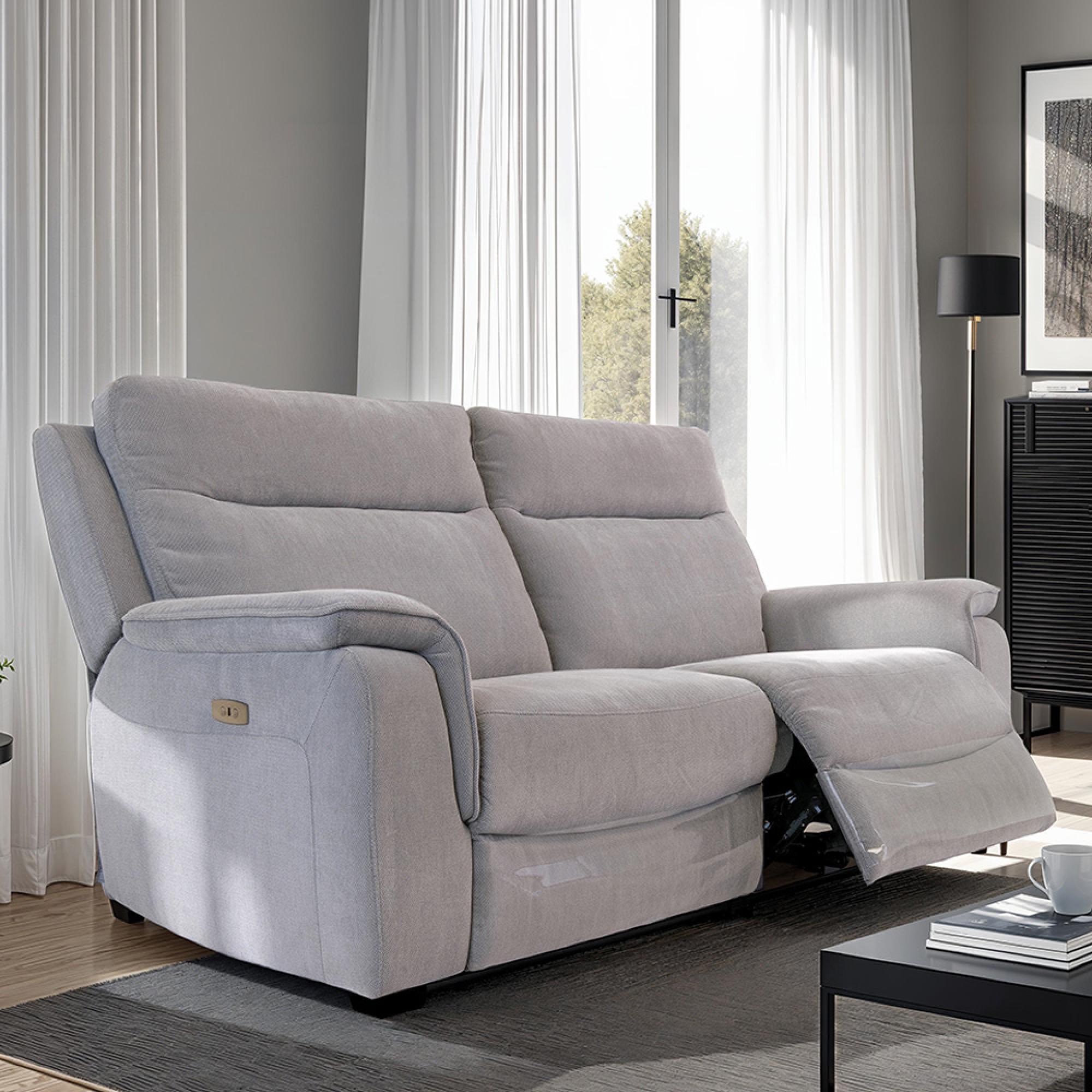 Havana Sofa - 3 Seater - Electric Recliner - Silver Grey Fabric