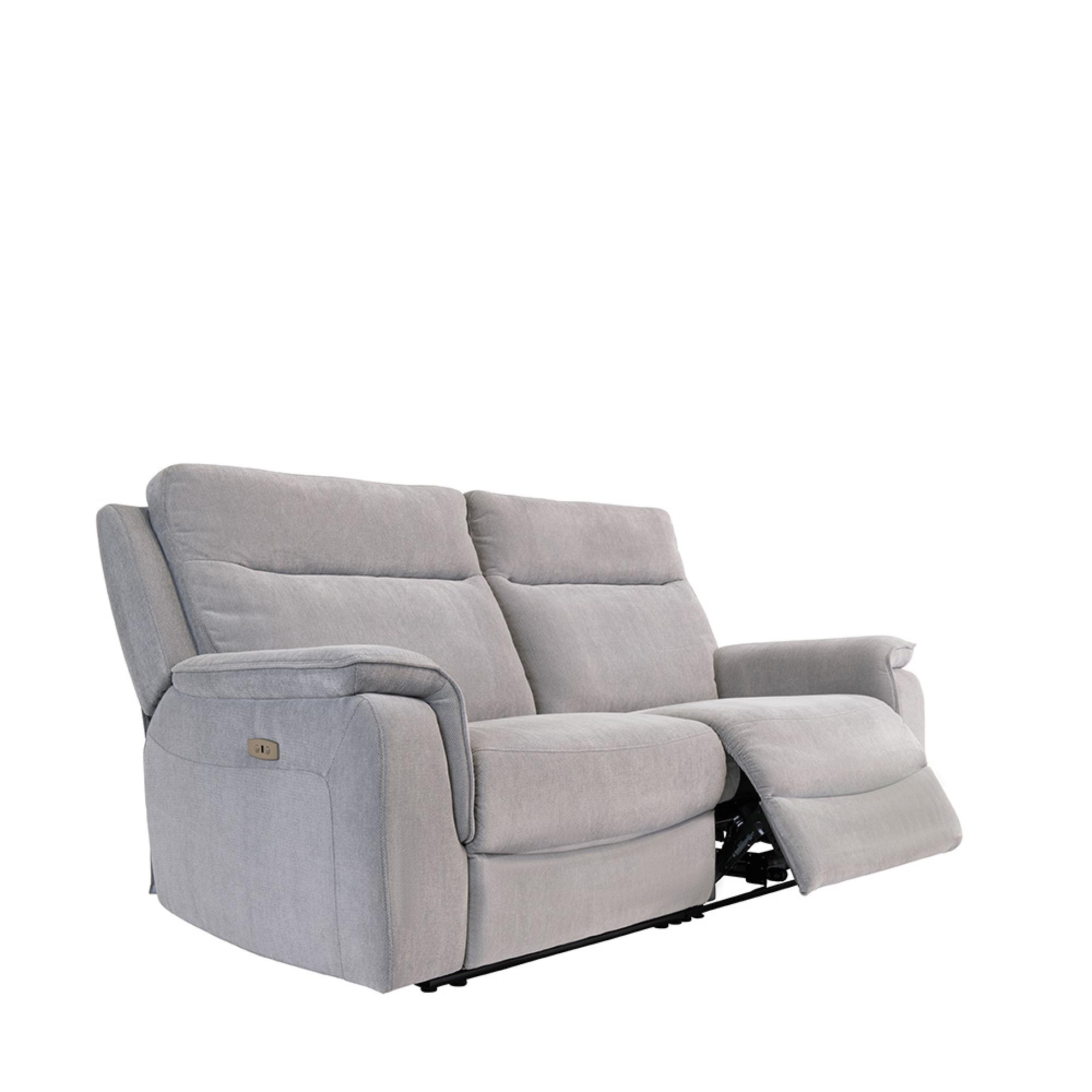Havana Sofa - 3 Seater - Electric Recliner - Silver Grey Fabric