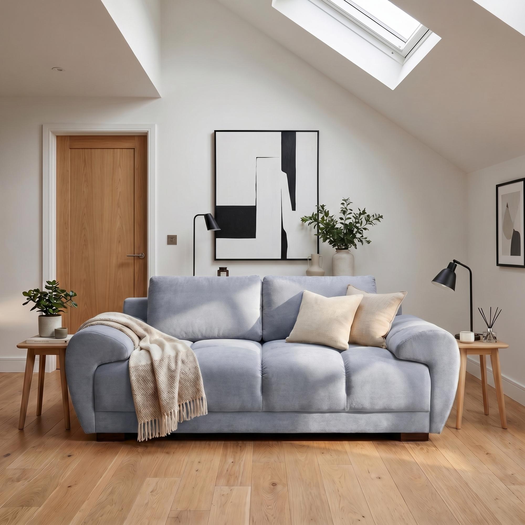Azzuro Sofa - Grey Velvet Fabric - 2 Seater