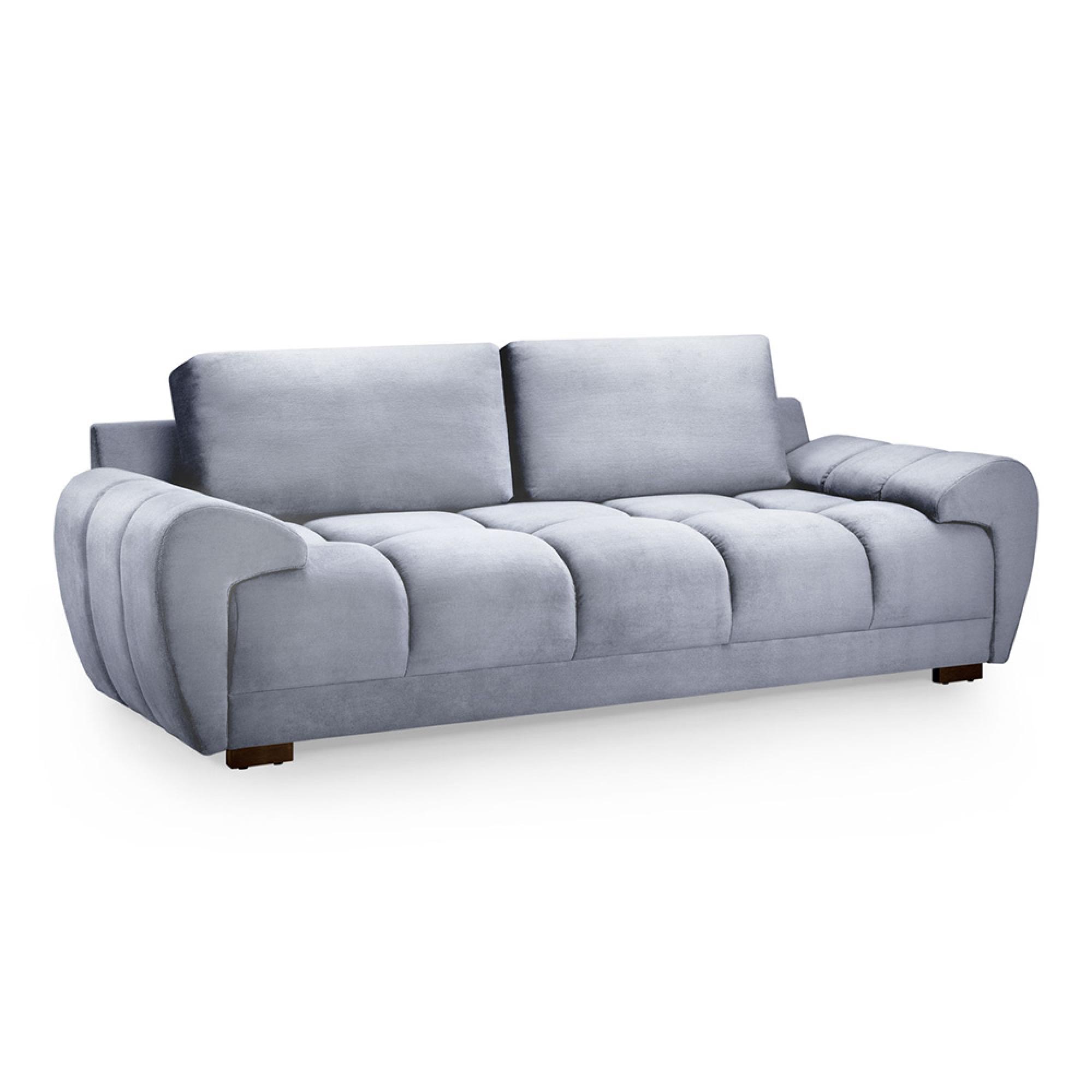 Azzuro Sofa - Grey Velvet Fabric - 3 Seater