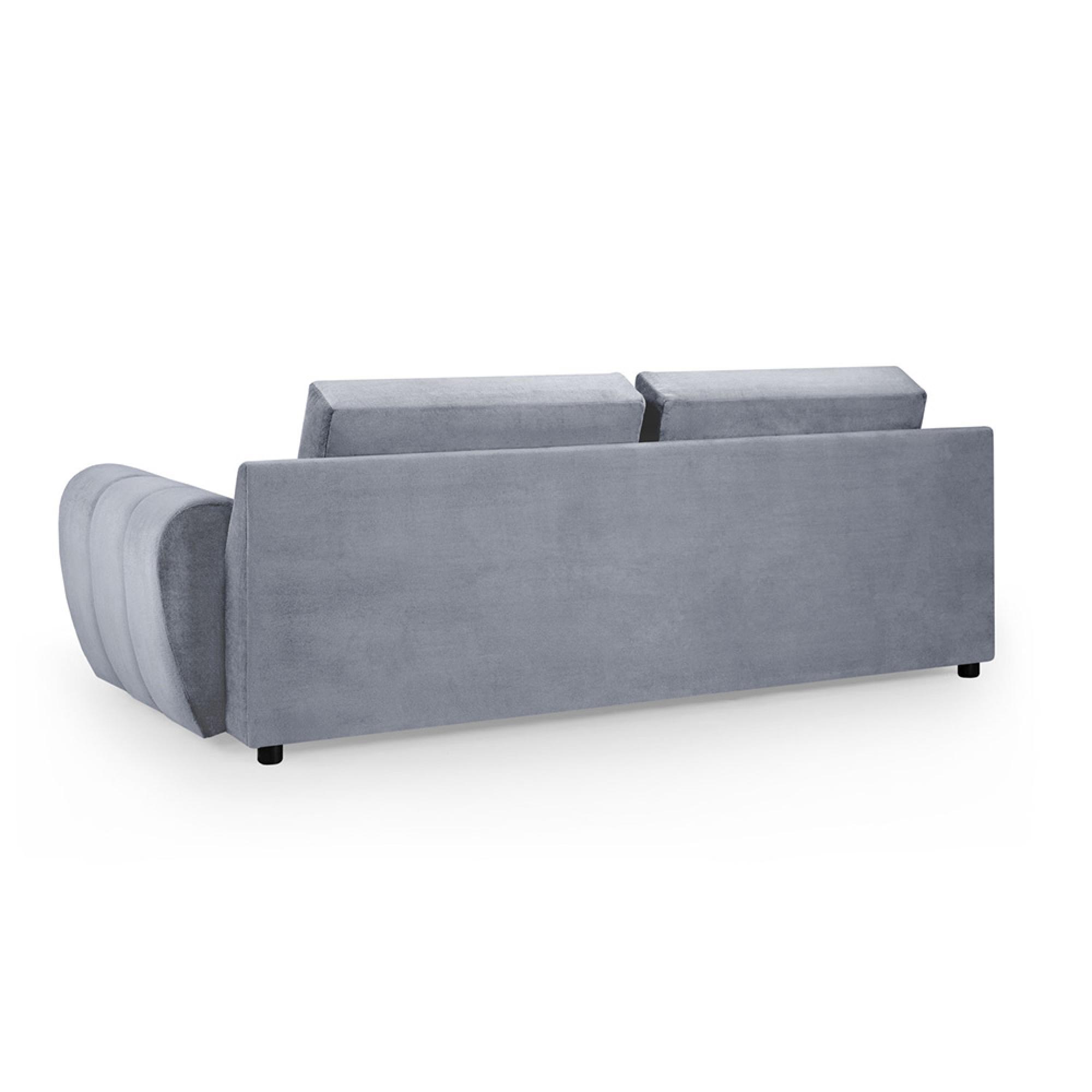 Azzuro Sofa - Grey Velvet Fabric - 3 Seater