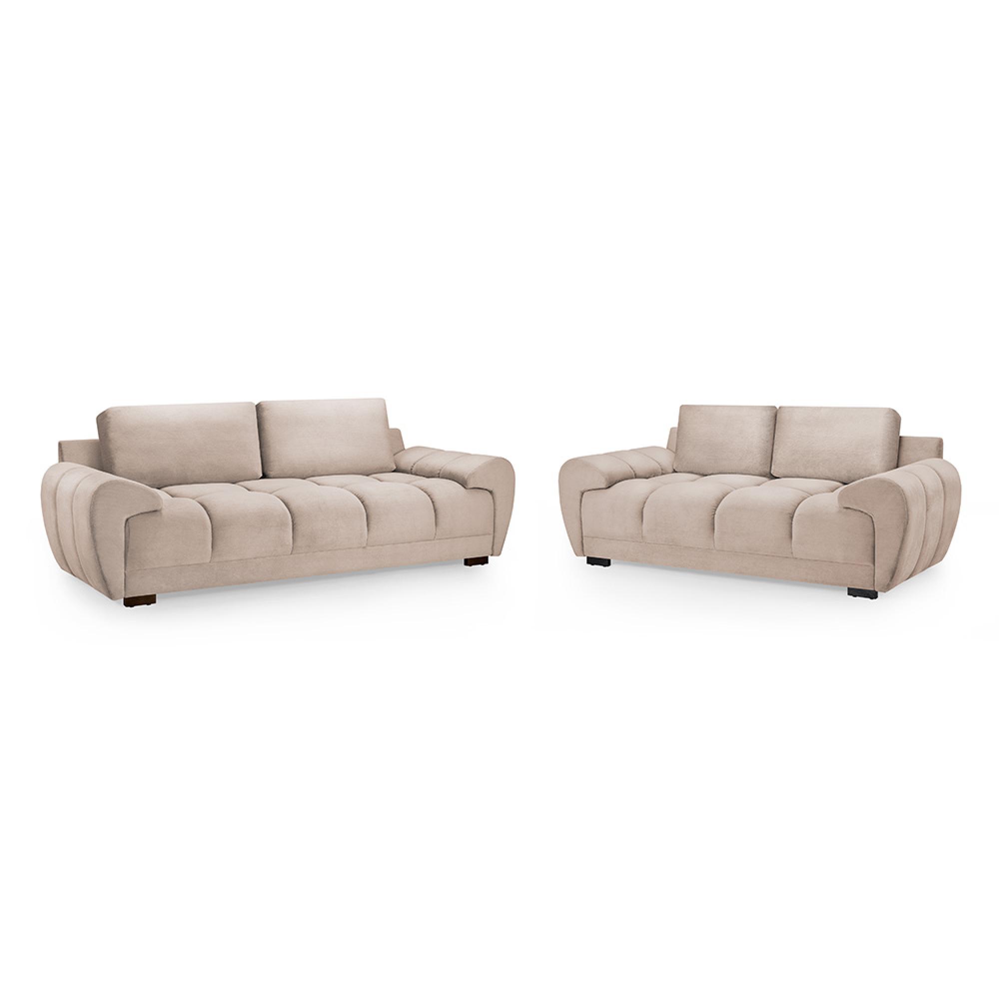 Azzuro Sofa Set - Mocha Velvet Fabric - 3+2 Seater
