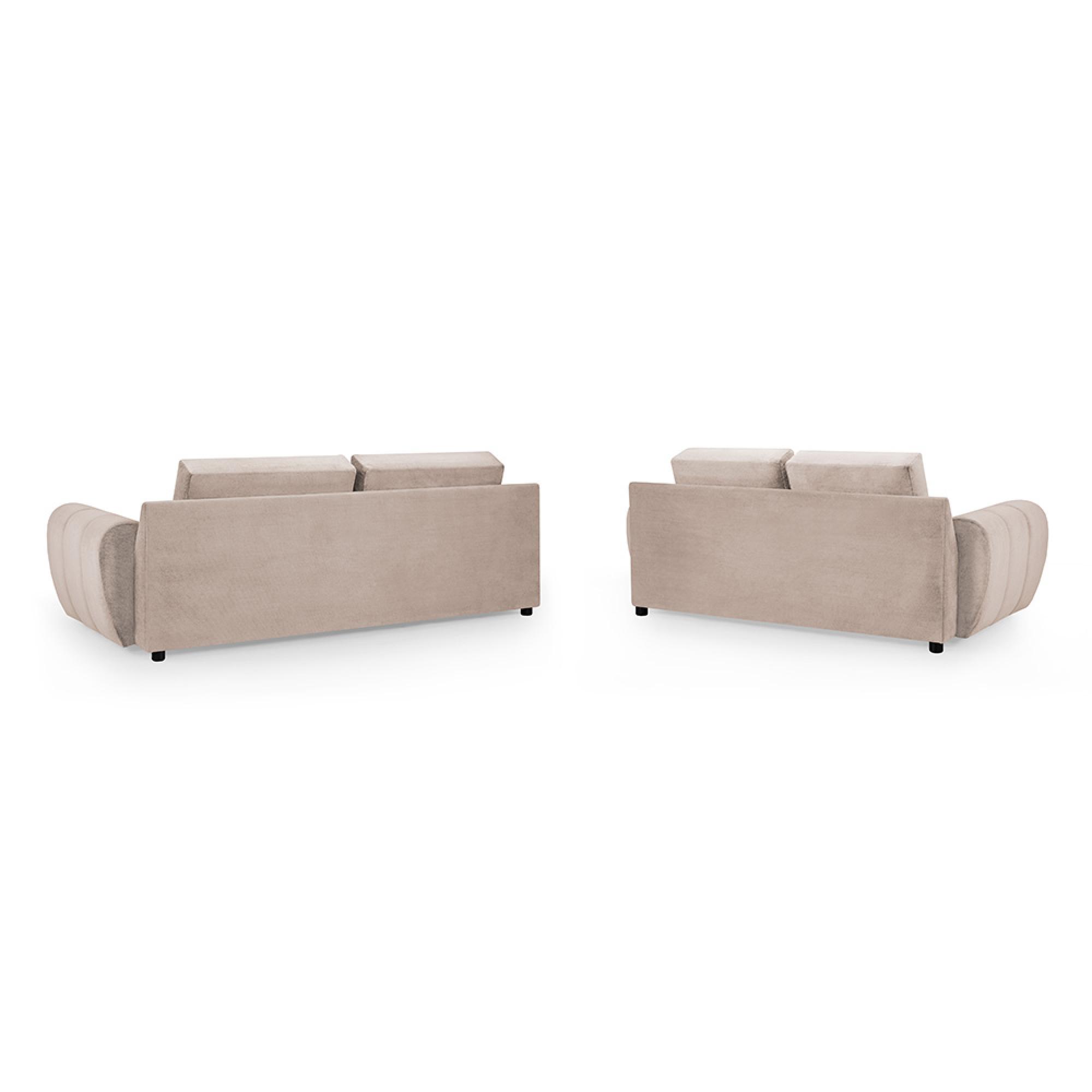 Azzuro Sofa Set - Mocha Velvet Fabric - 3+2 Seater