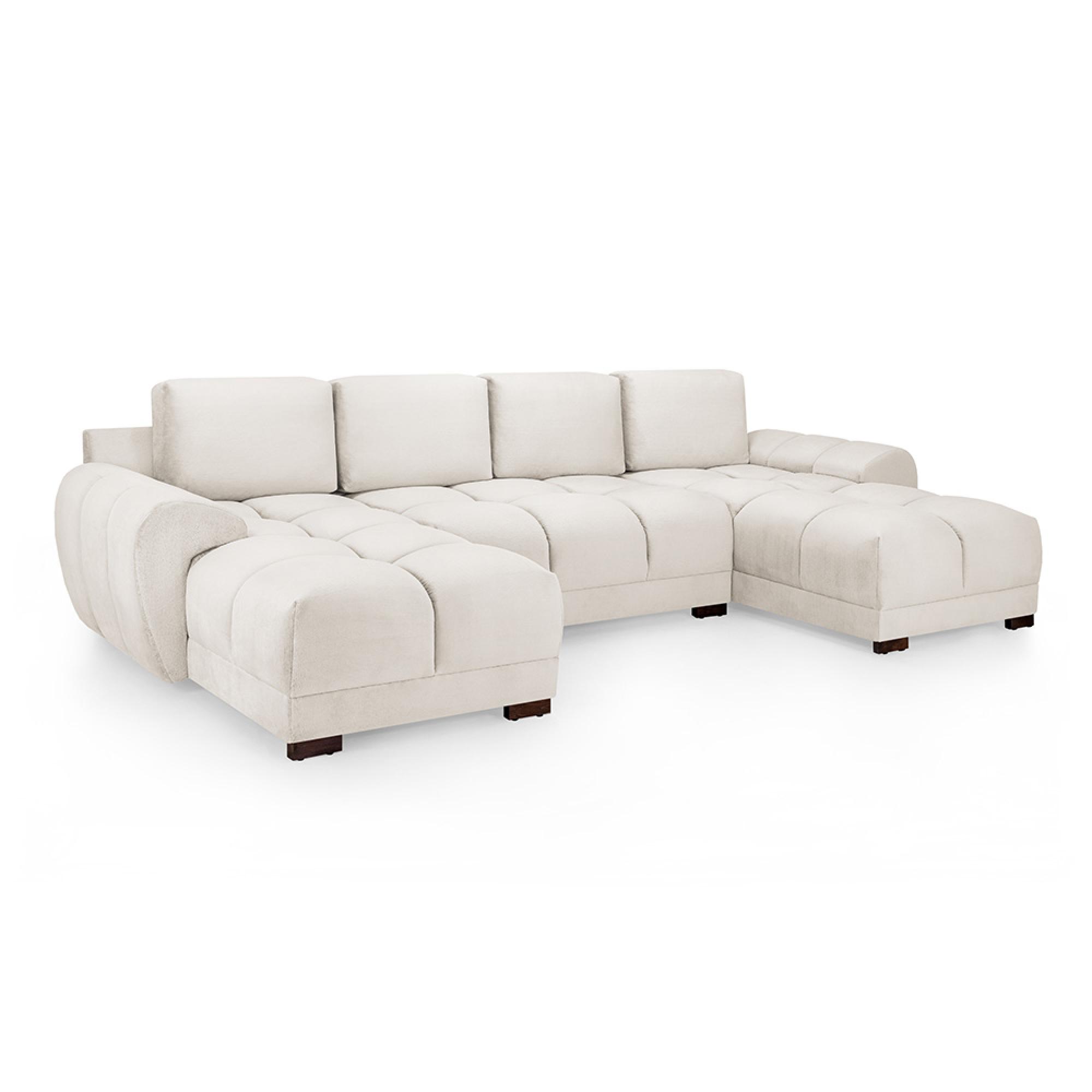 Azzuro U Shape Corner Sofa Suite - Cream Velvet Fabric