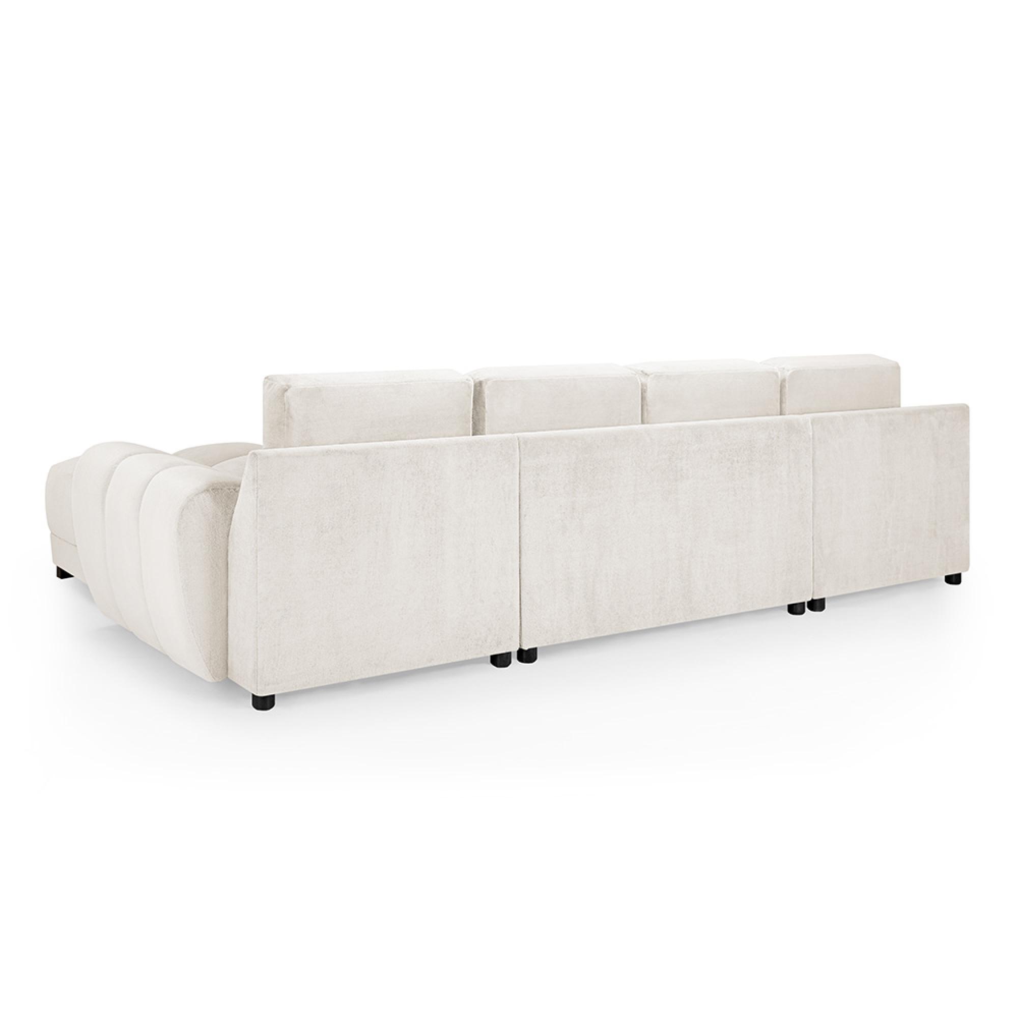 Azzuro U Shape Corner Sofa Suite - Cream Velvet Fabric