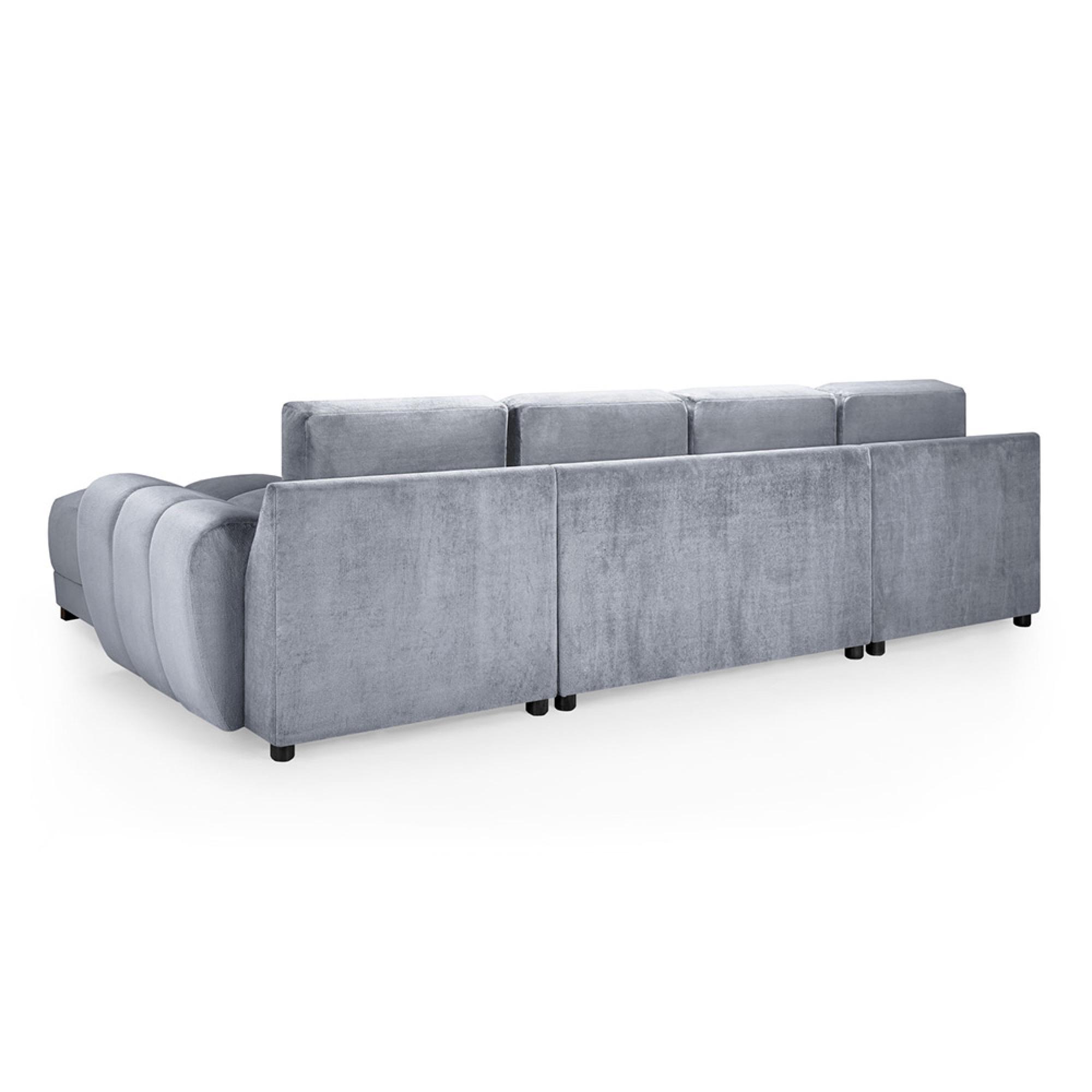 Azzuro U Shape Corner Sofa Suite - Grey Velvet Fabric