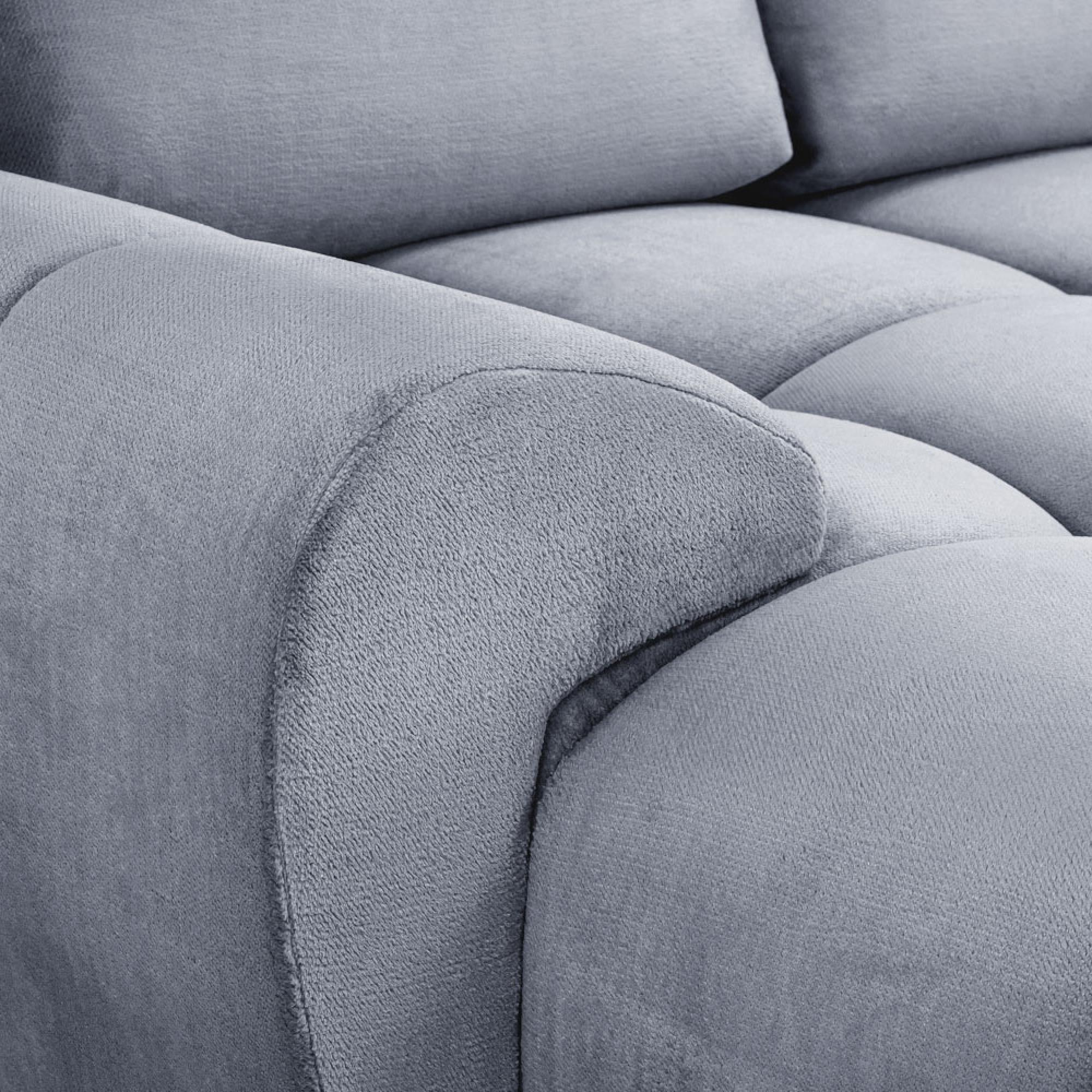 Azzuro U Shape Corner Sofa Suite - Grey Velvet Fabric